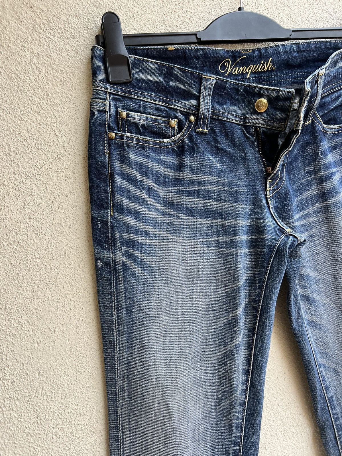 Fragment Design Vintage Vanquish Gold Fade Muddy Blue Denim Flare Jeans Size US 29 - 7 Thumbnail