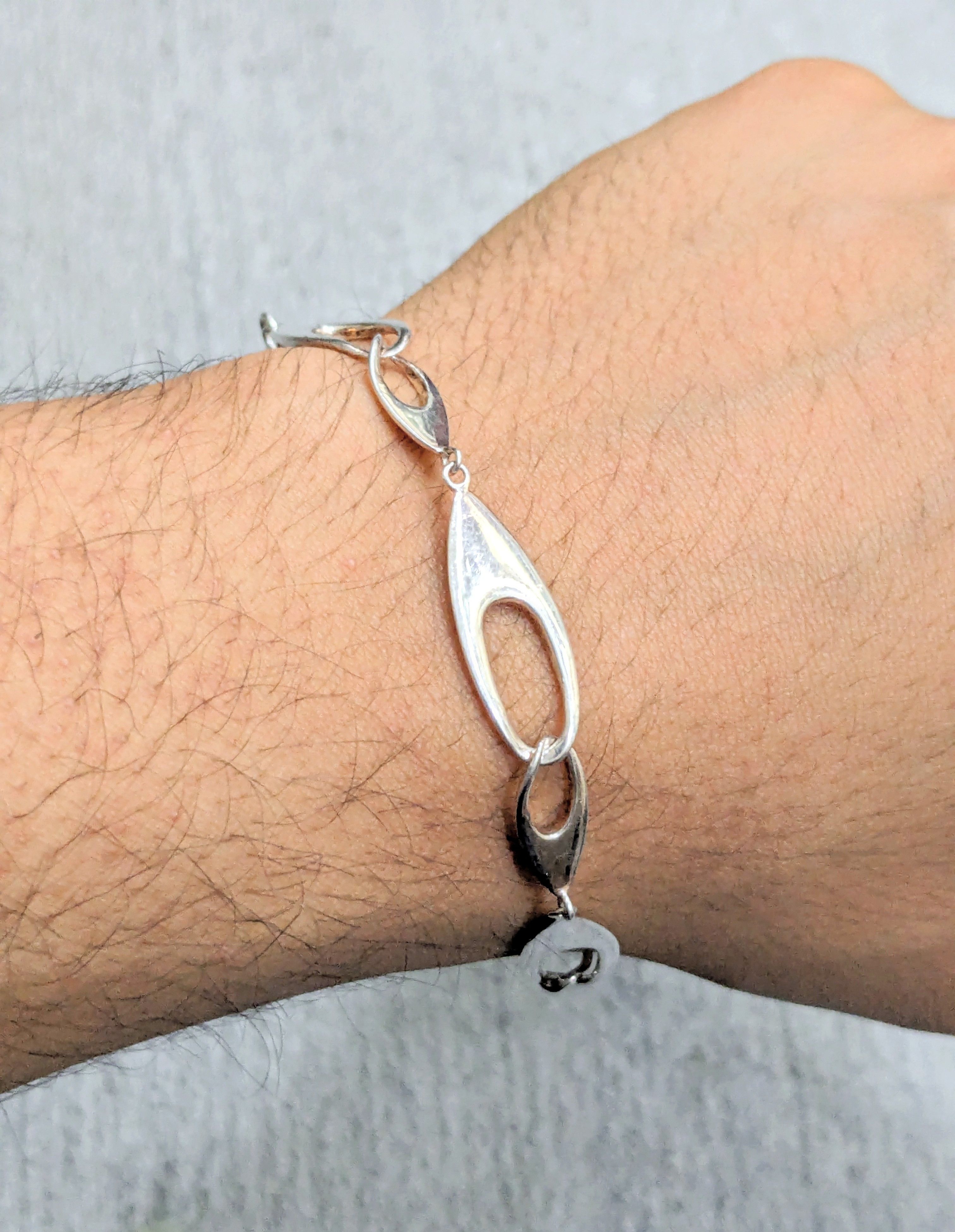 Jewelry Vintage Sterling Silver Bracelet Oval Link Chain 7.5" Modern Size ONE SIZE - 9 Thumbnail