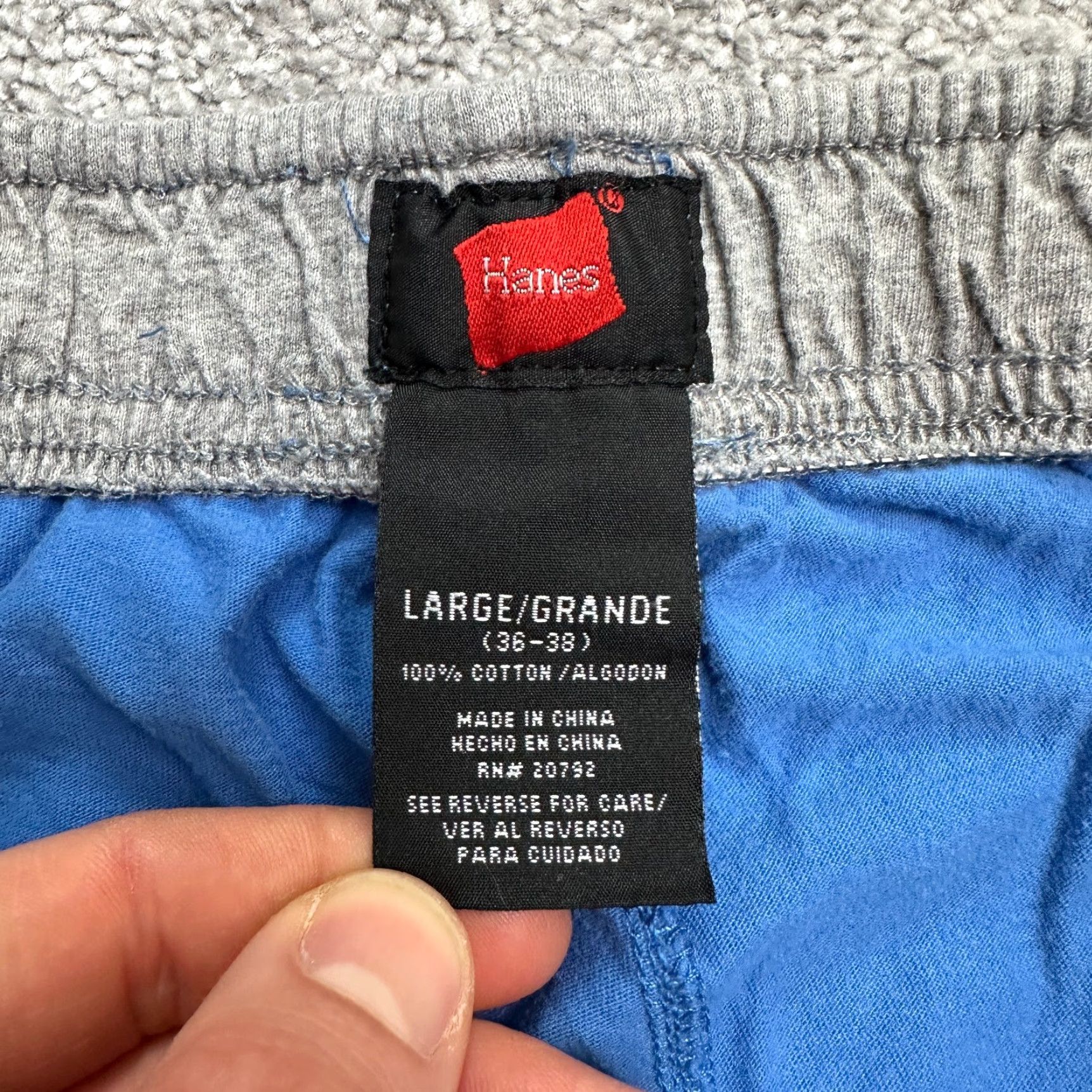 Hanes Hanes Lounge Pants Mens Large Blue Elastic Drawstring 32x28 Cotton Lounge Sweatpants Regular Mens Size US 33 - 7 Thumbnail