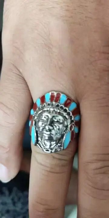 Japanese Brand Men's Finger Ring Indian Chief Anillos Indian Jewelry Size ONE SIZE - 3 Thumbnail