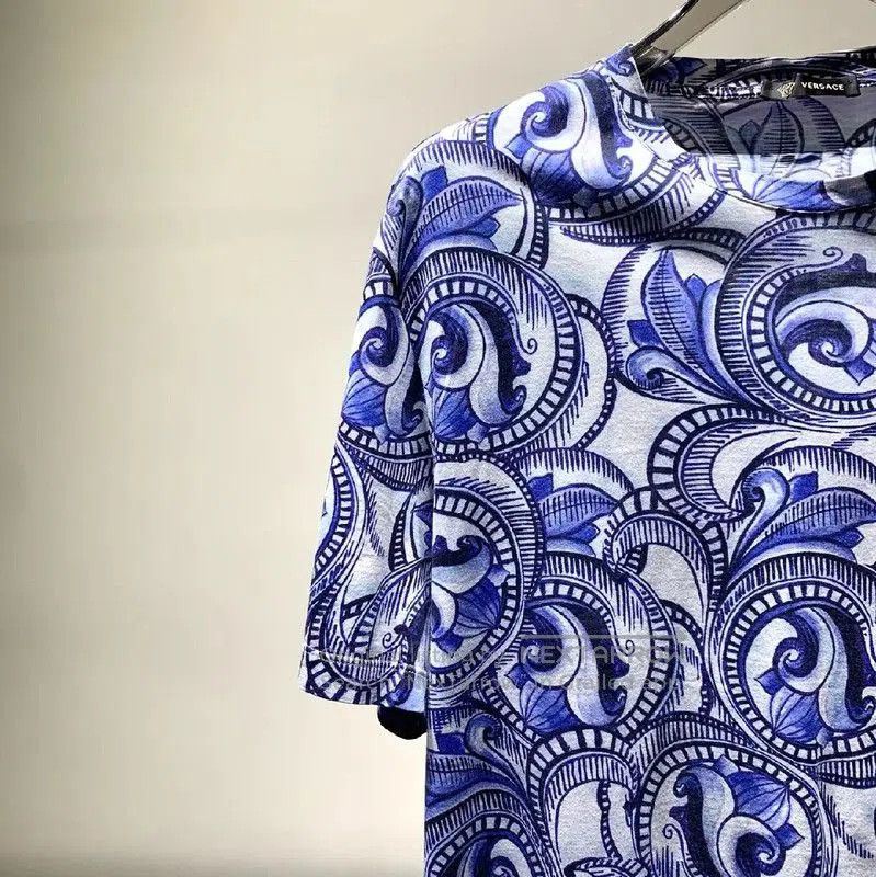 Versace Versace Blue Cotton XXXL Men's T-Shirt . Size US XXL / EU 58 / 5 - 5 Thumbnail