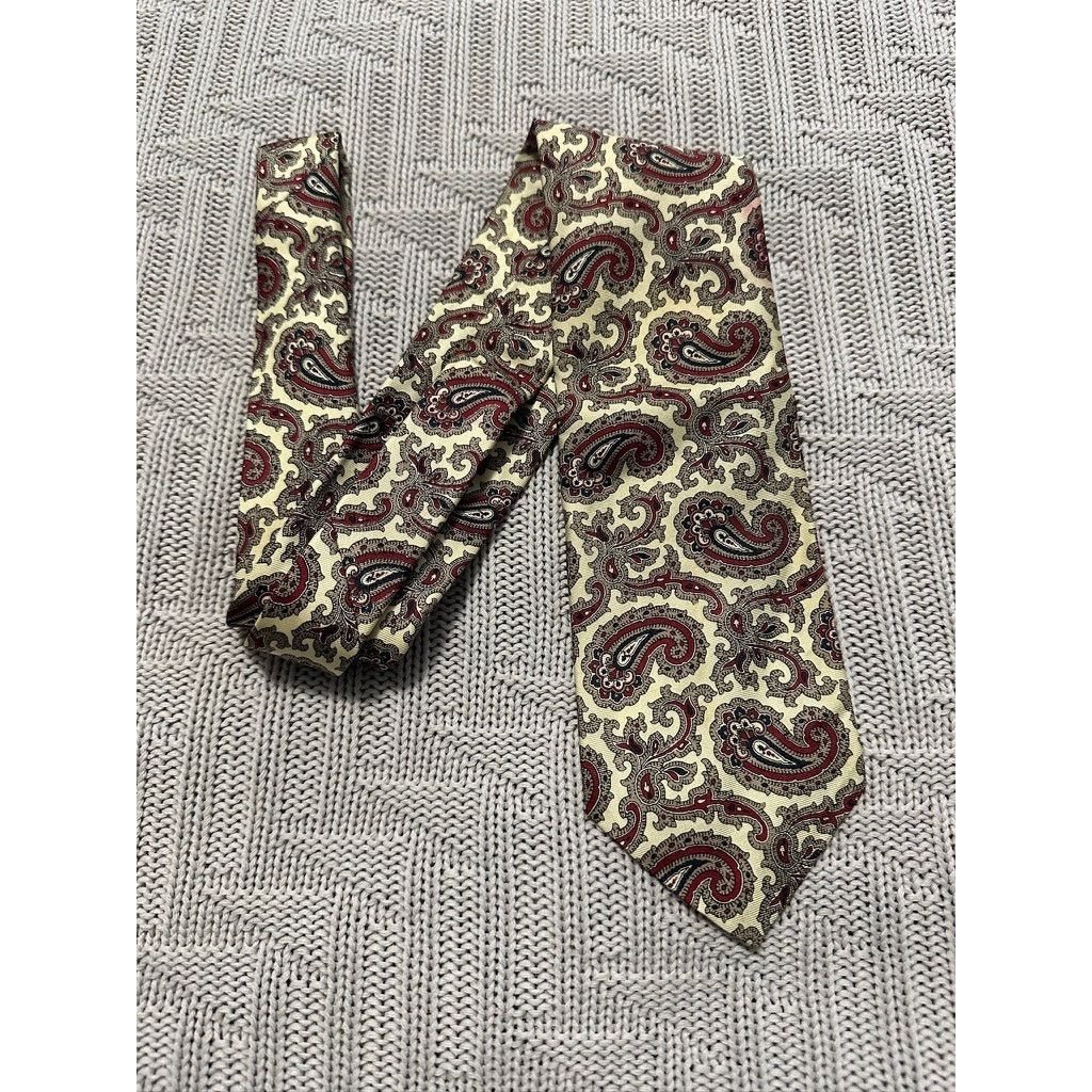 Vintage Vintage Scully & Scully cream and red paisley silk tie Size ONE SIZE - 1 Thumbnail