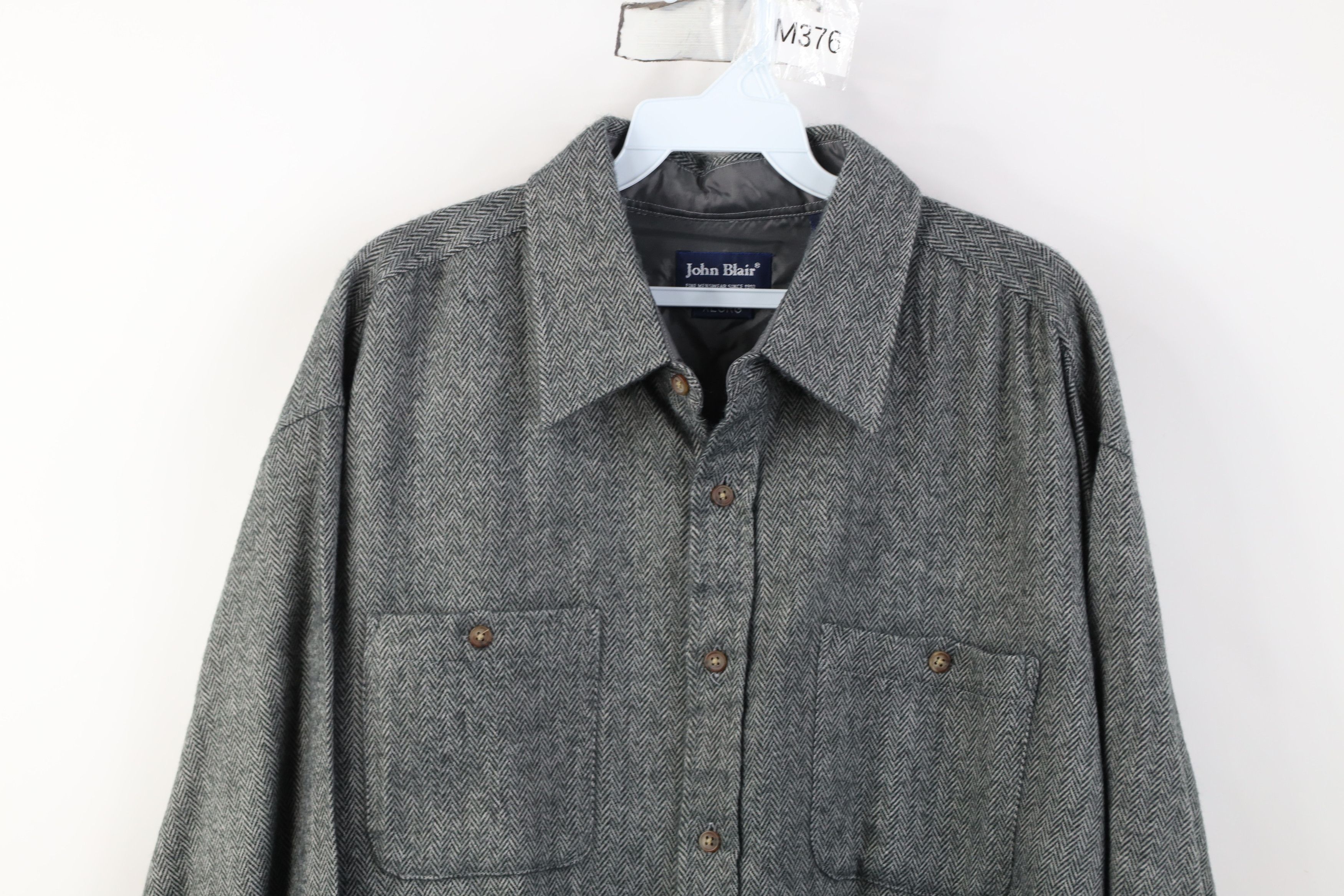Vintage Vintage 90s Streetwear Herringbone Collared Button Shirt Size US XL / EU 56 / 4 - 2 Thumbnail