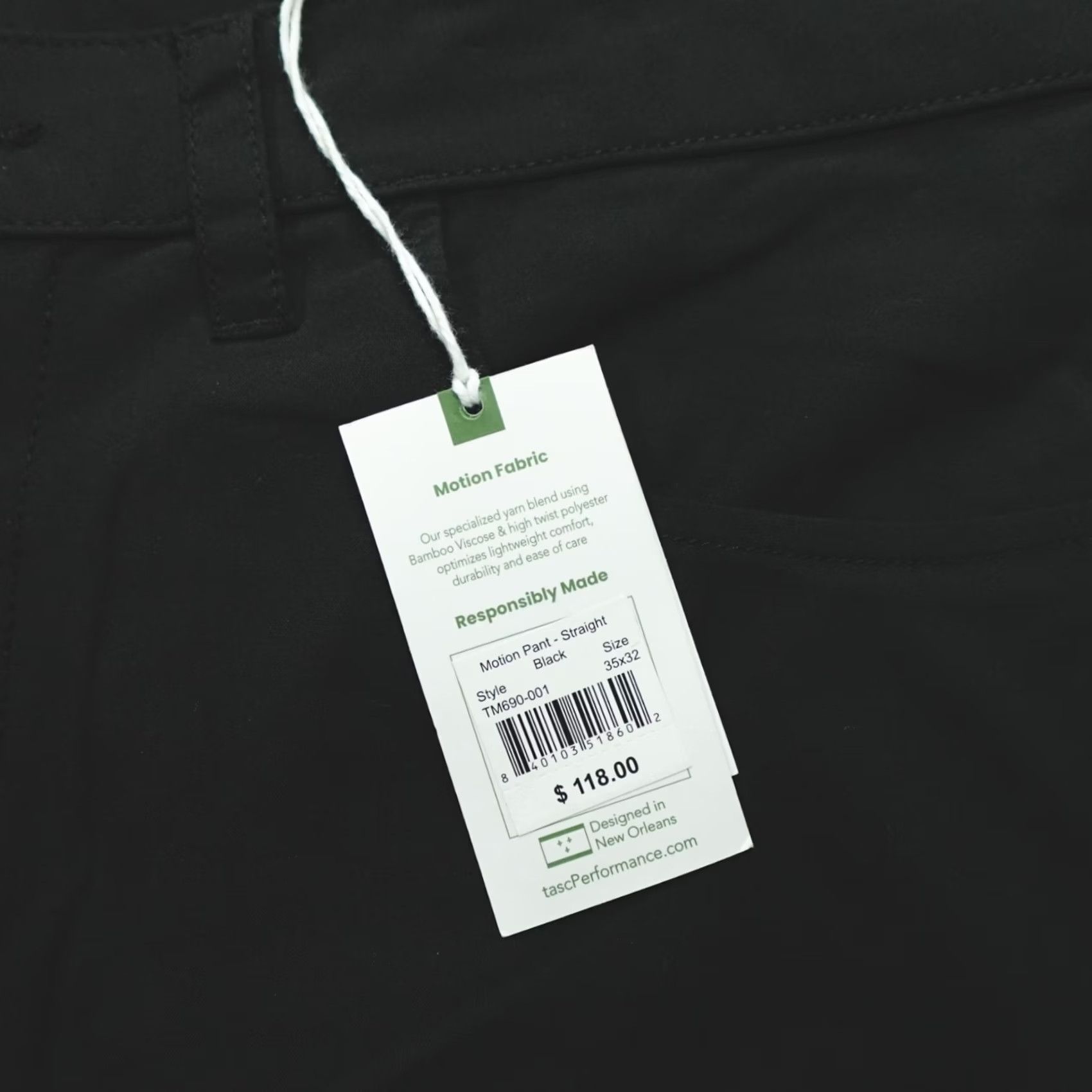 Vintage Tasc Motion Pants Straight Fit Lightweight DWR Black 35x32 Men’s Chino Pockets Slim Front Flat Front 5-Pocket Regular Stretch Summer Spring Fall Size US 35 - 2 Thumbnail