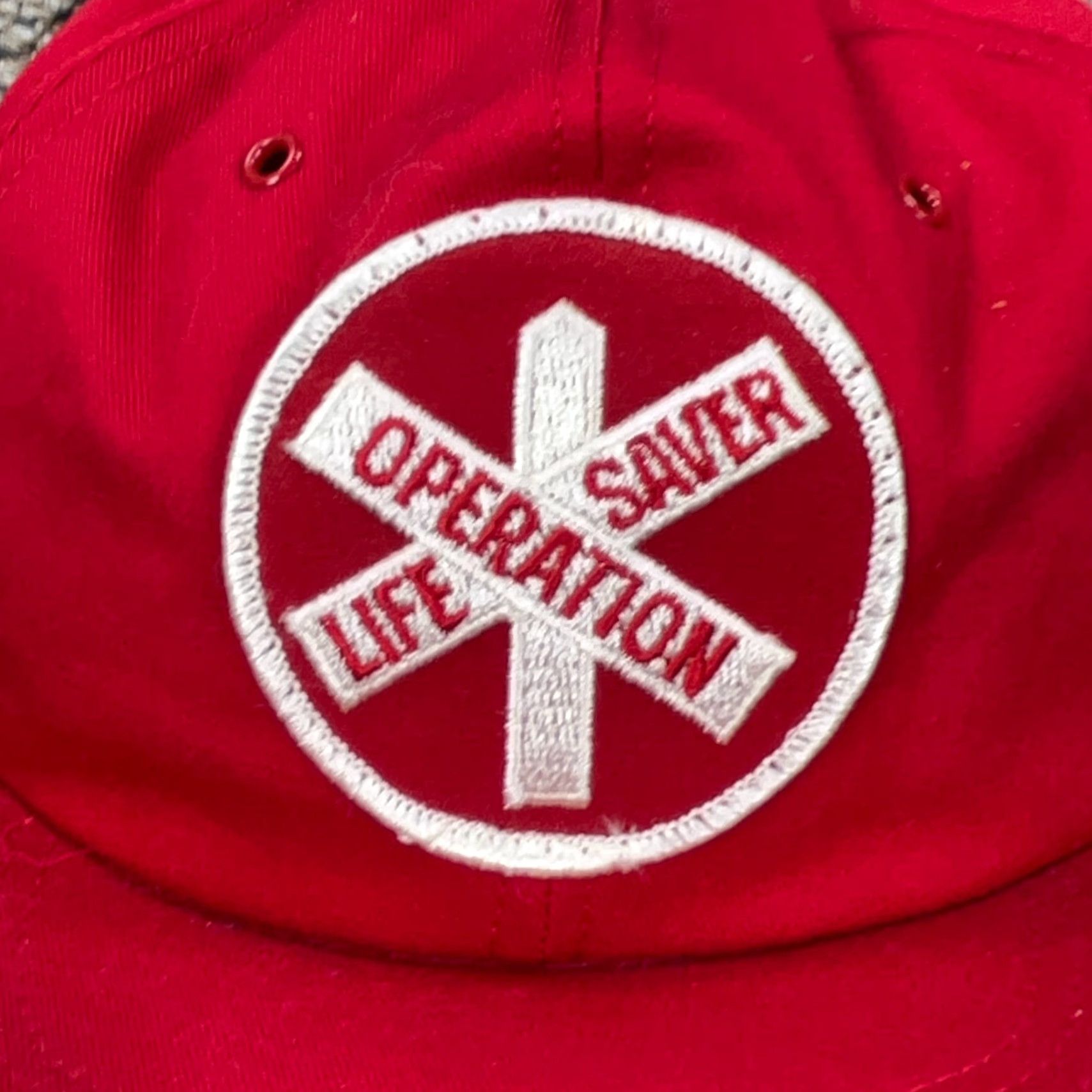 Olive VINTAGE Operation Live Saver Trucker Hat Cap 80s Made In USA Rail Road Patch Mens Adjustable Red 80s USA Classic Logo Trucker Hat Size ONE SIZE - 2 Thumbnail
