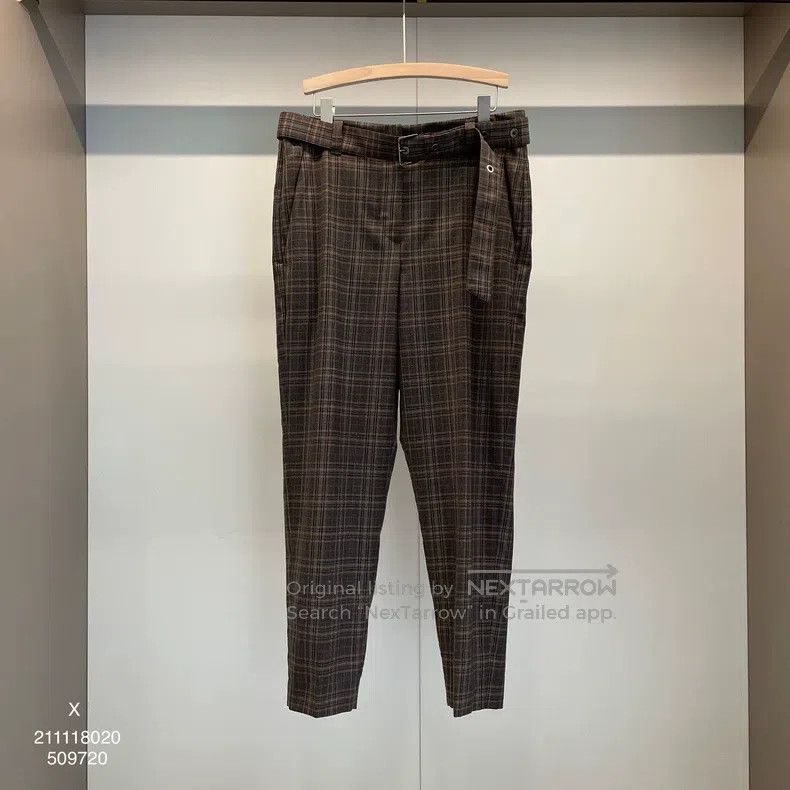 Brunello Cucinelli Brunello Cucinelli Brown Plaid New Wool Long Trousers Size 28" / US 6 / IT 42 - 1 Thumbnail