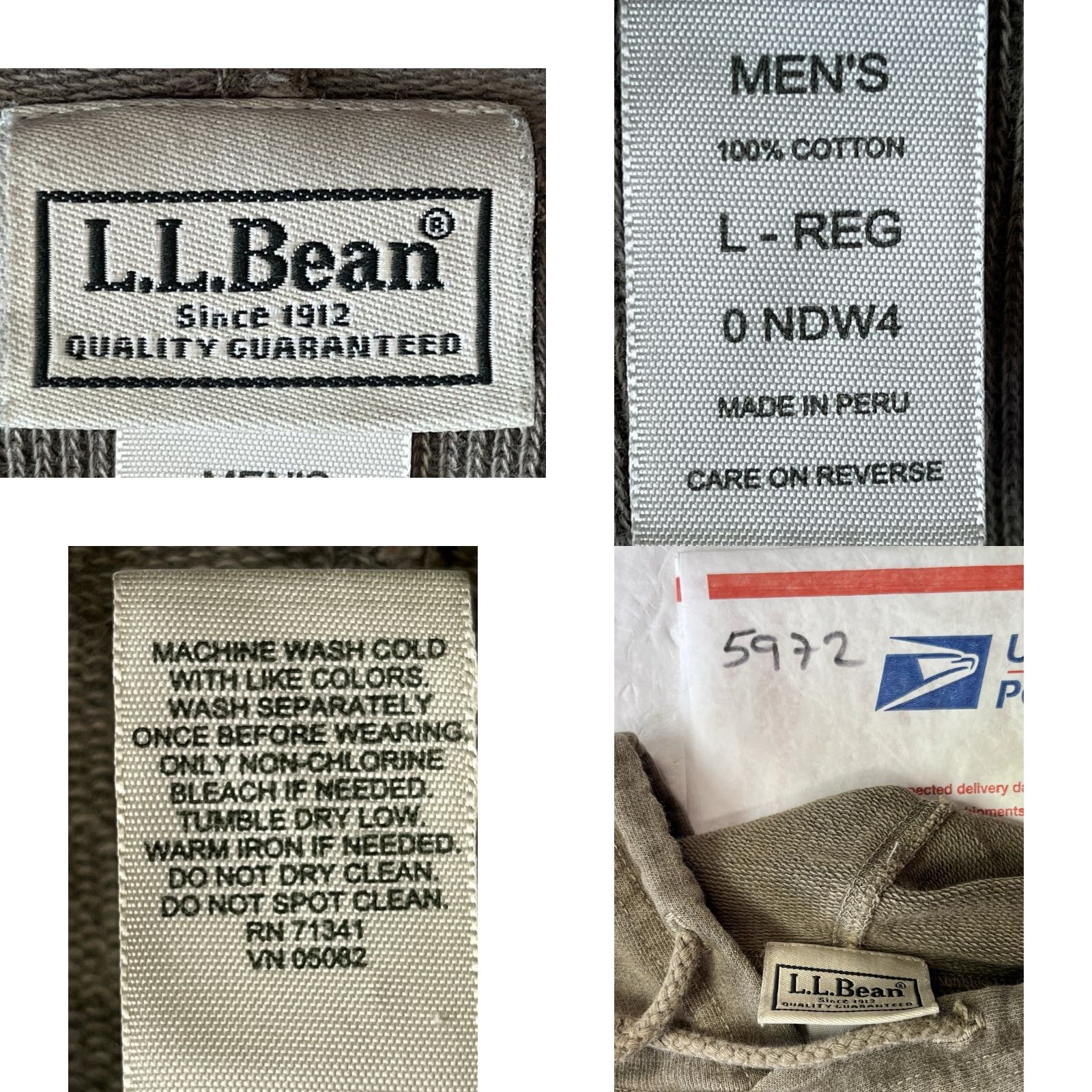 Vintage LL Bean Hoodie Men Green Logo Script Spellout Pullover 100% Cotton L Hooded Pockets See Pics Size US L / EU 52-54 / 3 - 8 Thumbnail