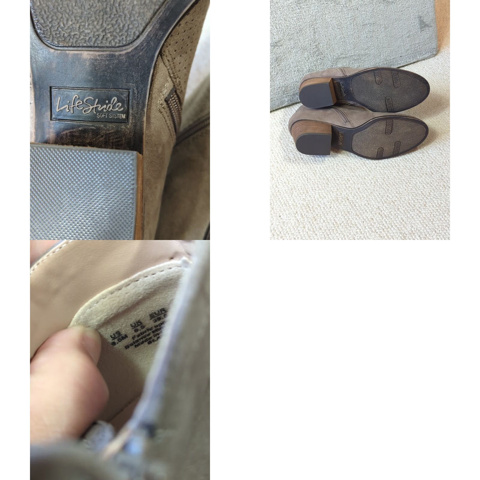 Vintage LIFE STRIDE Blake ankle boots Womens 9.5 ash Tan/Beige Solid Fabric Zip Comfort Cushioned City Vintage: No Size US 10 / IT 40 - 8 Thumbnail