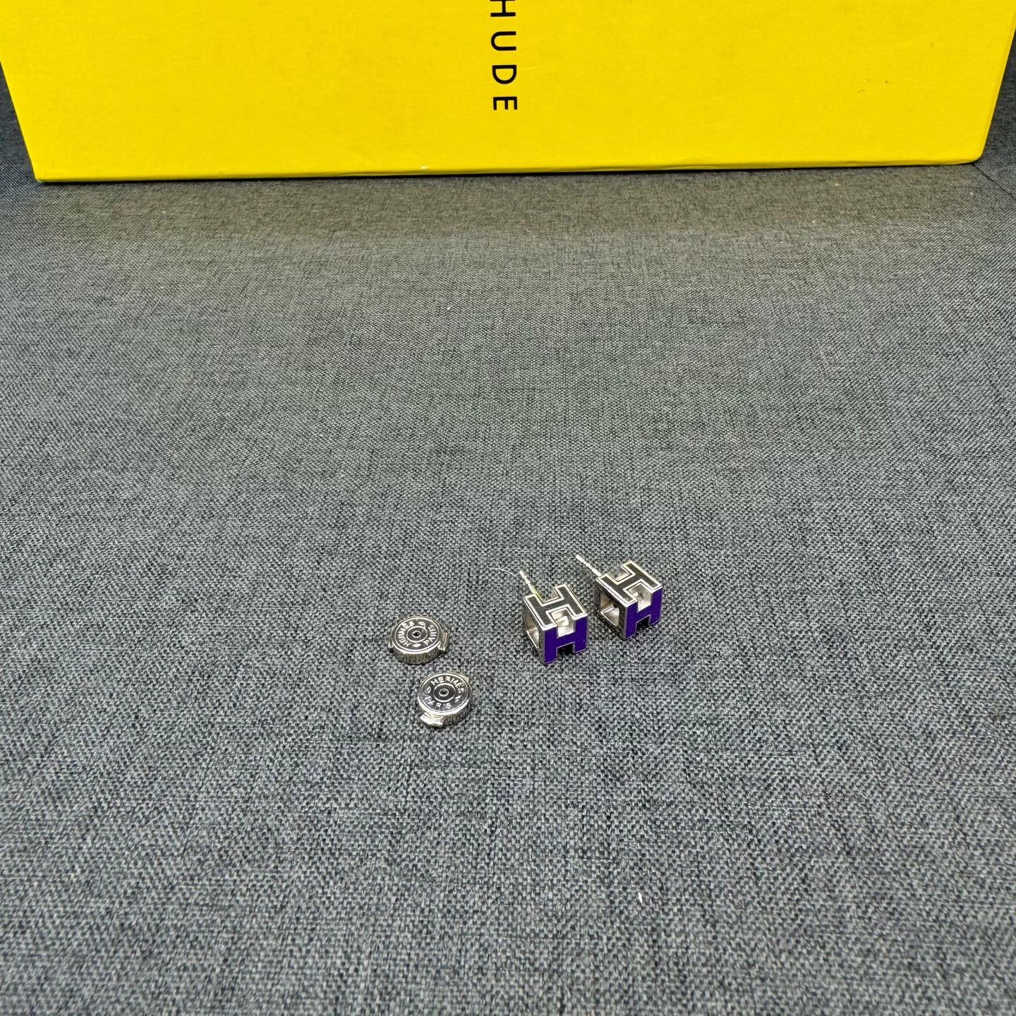 Hermes Hermes Purple Silver Earrings 99 New One Size Size ONE SIZE - 1 Thumbnail