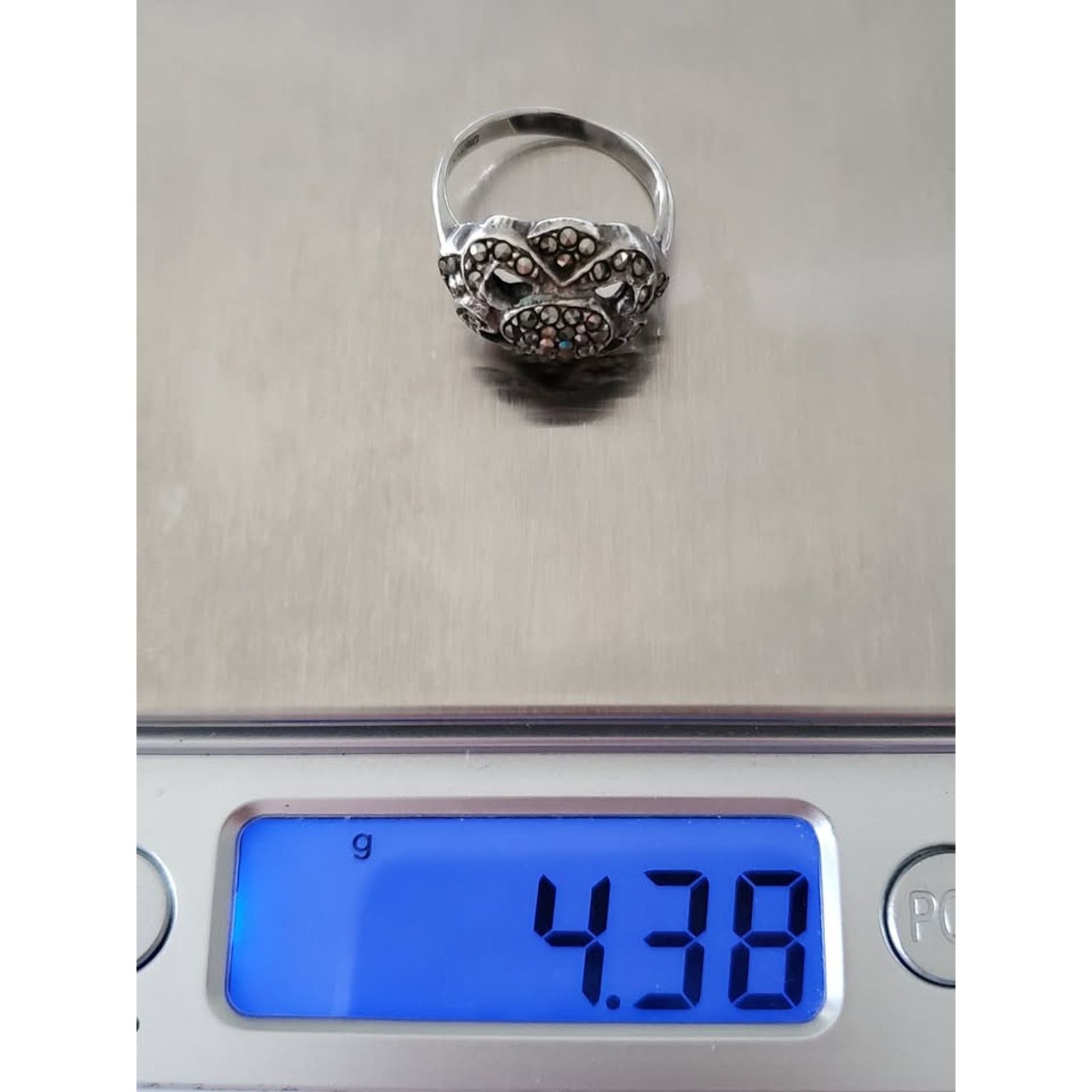 Other Vintage Estate Marcasite Swirl Sterling Silver Ring Size ONE SIZE - 4 Thumbnail