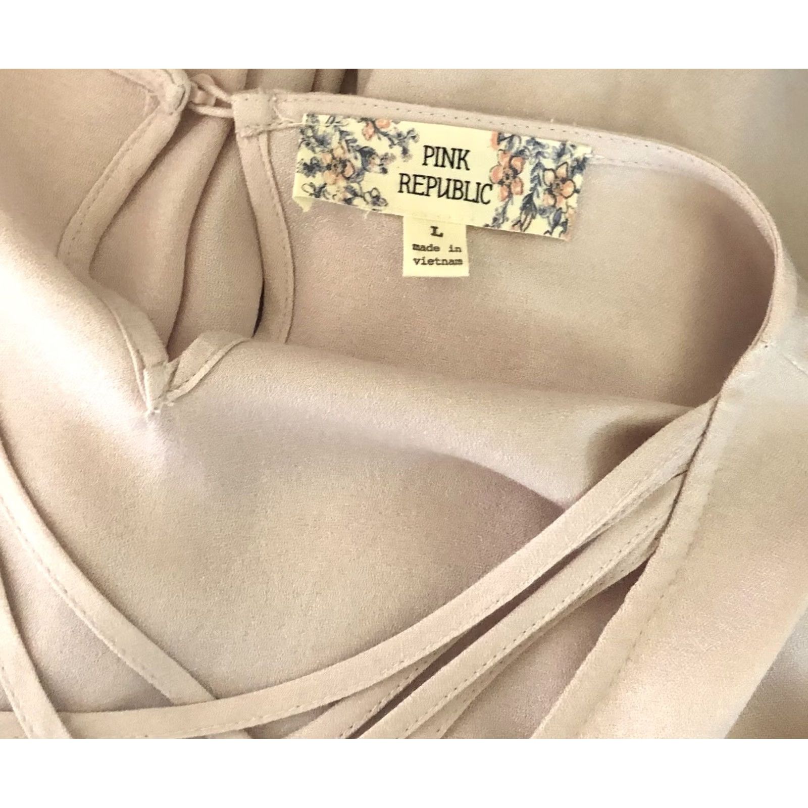 New Republic Republic Top Womens L Pink rayon flared long sleeve strappy neck Flowy Peasant Size L / US 10 / IT 46 - 4 Thumbnail