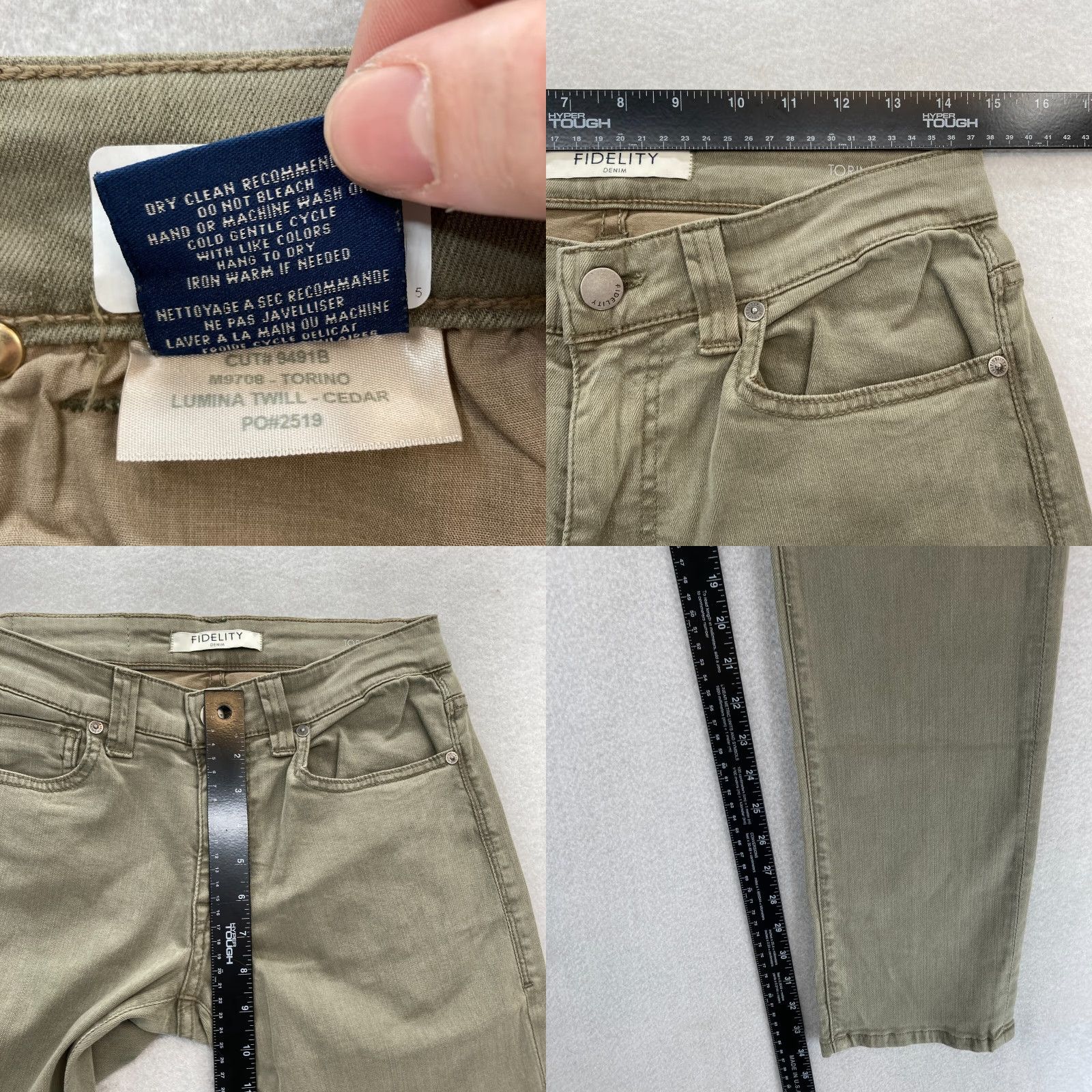 Vintage Fidelity Denim Torino Jeans Mens 29x34 Slim Fit Green Cedar Lumino Wash Denim Straight 5-Pocket Slim Mens Size US 29 - 8 Thumbnail