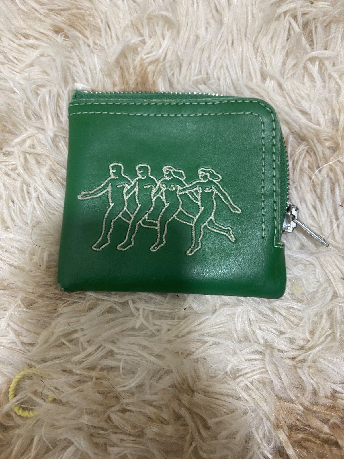 Carne Bollente Carne Bollente Green Leather Zip Wallet / Coin Pouch “ Size ONE SIZE - 1 Thumbnail