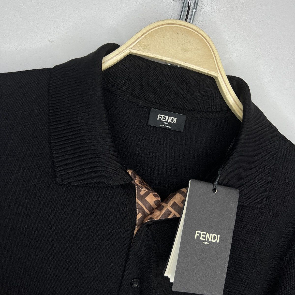 Fendi Fendi - Piqué Polo Shirt Black Size US L / EU 52-54 / 3 - 2 Thumbnail