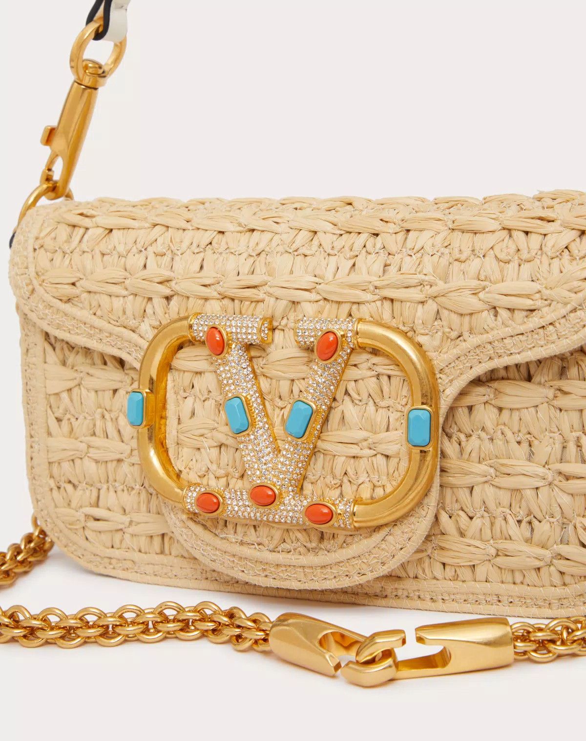 Valentino oc11z0725 Size:OS/Locò Raffia Shoulder Bag in Beige Size ONE SIZE - 7 Thumbnail