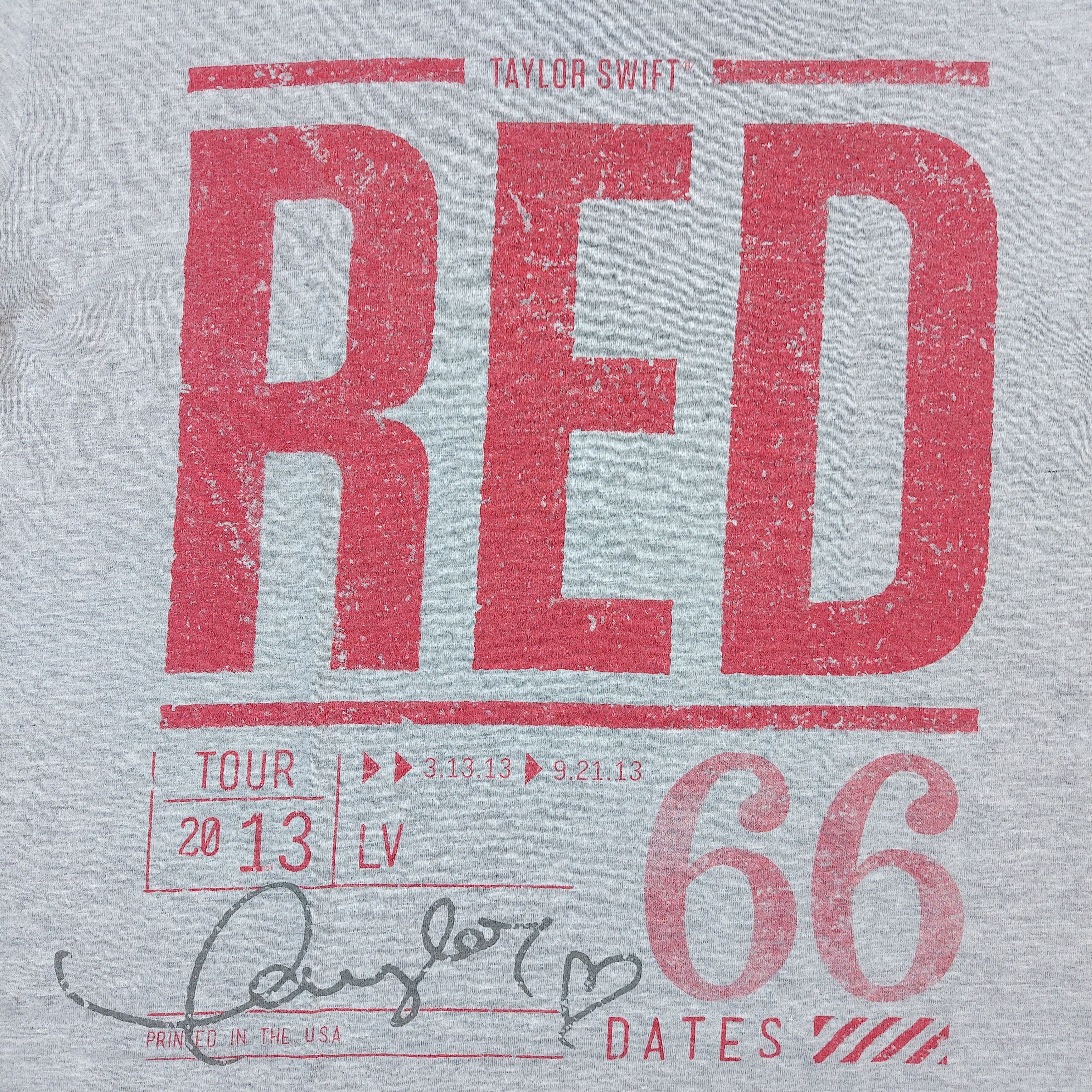 Band Tees Official 2013 Taylor Swift Red Tour 66 Dates Concert TEE Size US M / EU 48-50 / 2 - 2 Thumbnail