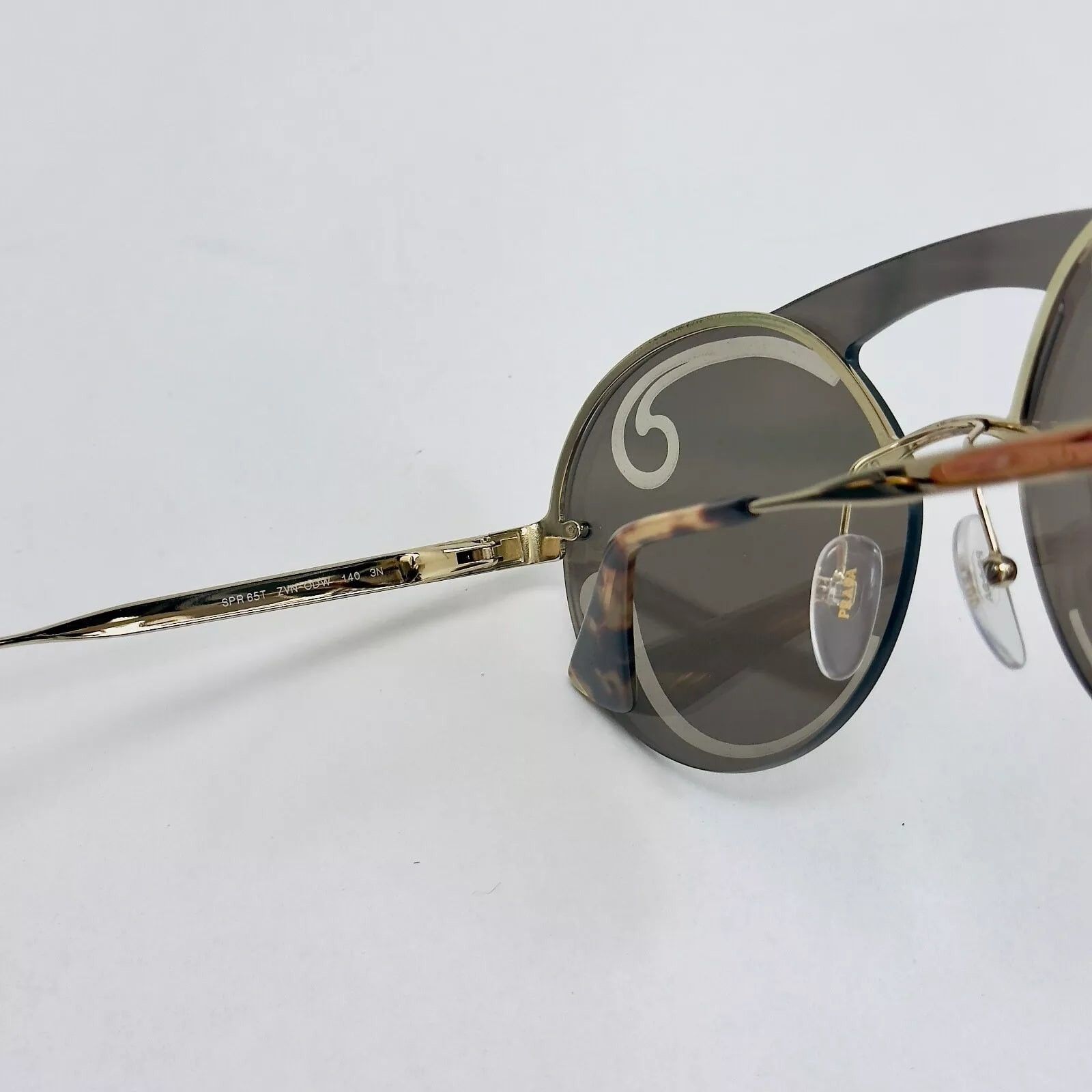 Prada PRADA 65T CINEMA Rimless Sunglasses Gold Swirl Mirror PR65TS Size ONE SIZE - 7 Thumbnail