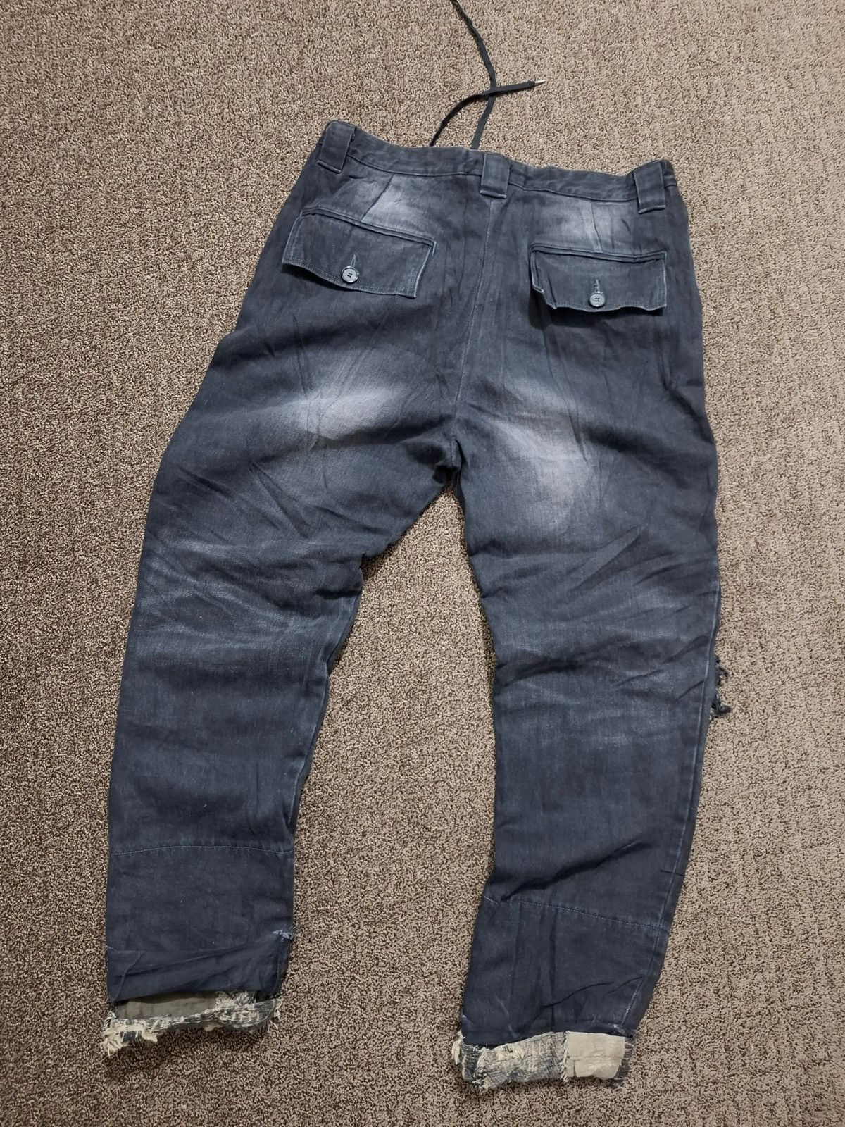 Maison MIHARA YASUHIRO MAISON MIHARA YASUHIRO Damaged Repair Hybrid Denim Trousers Size US 35 - 12 Thumbnail