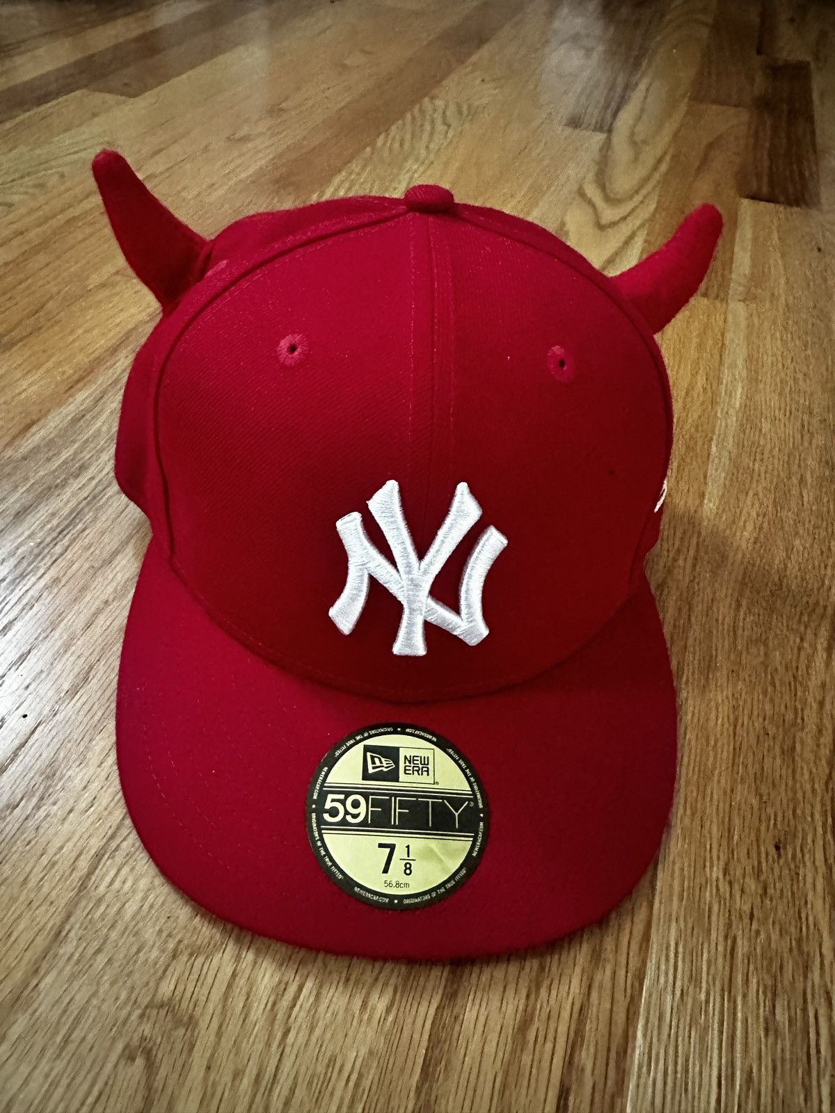 59fifty Fitted Red Devil Horn Fitted Hat New York Yankees Hat With