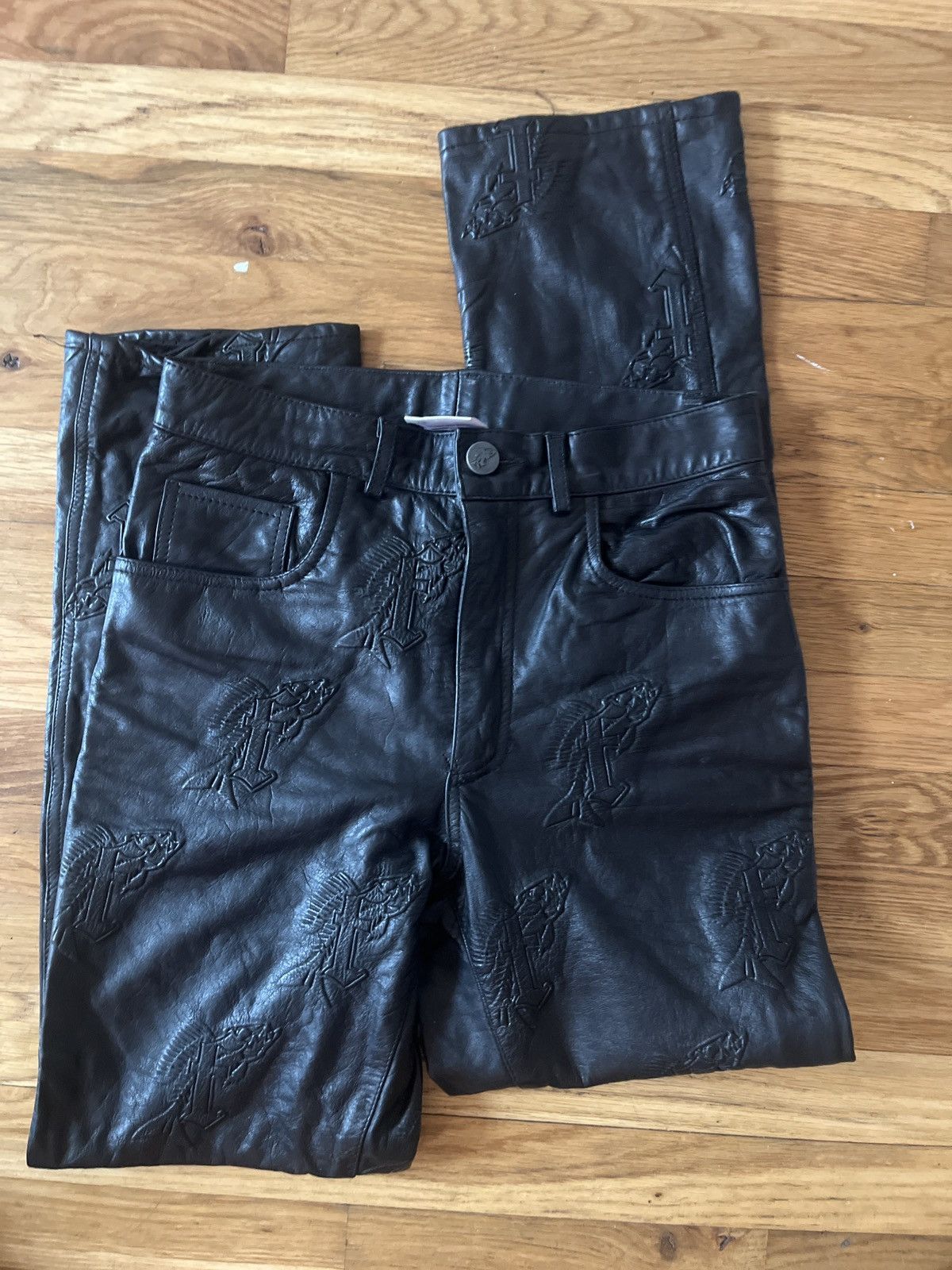Other Fishscale Black Leather Pants Size US 28 / EU 44 - 4 Thumbnail