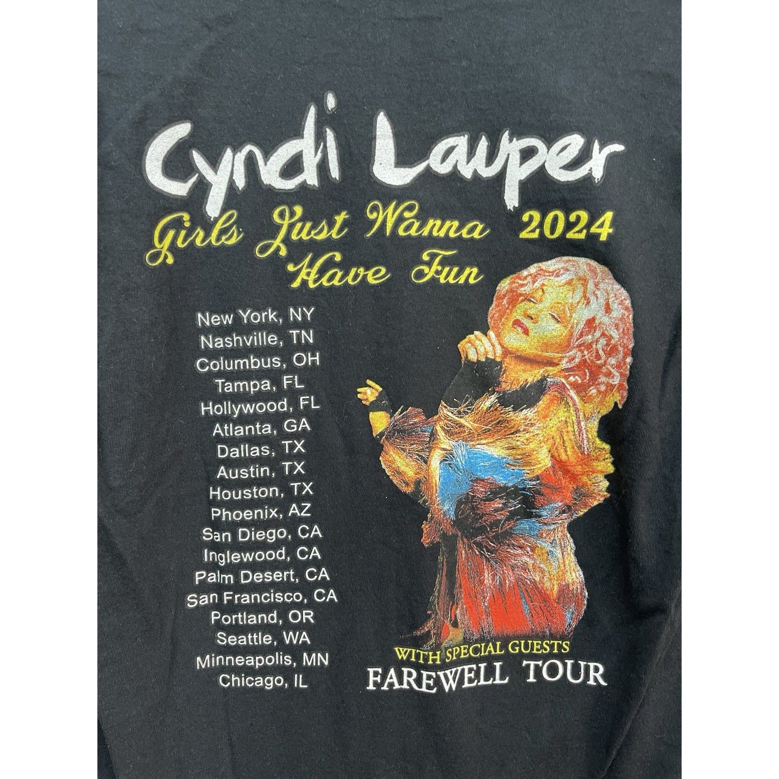 Gildan Cyndi Lauper Farewell Tour 2024 Concert T-Shirt Medium Vinta Size US M / EU 48-50 / 2 - 9 Thumbnail