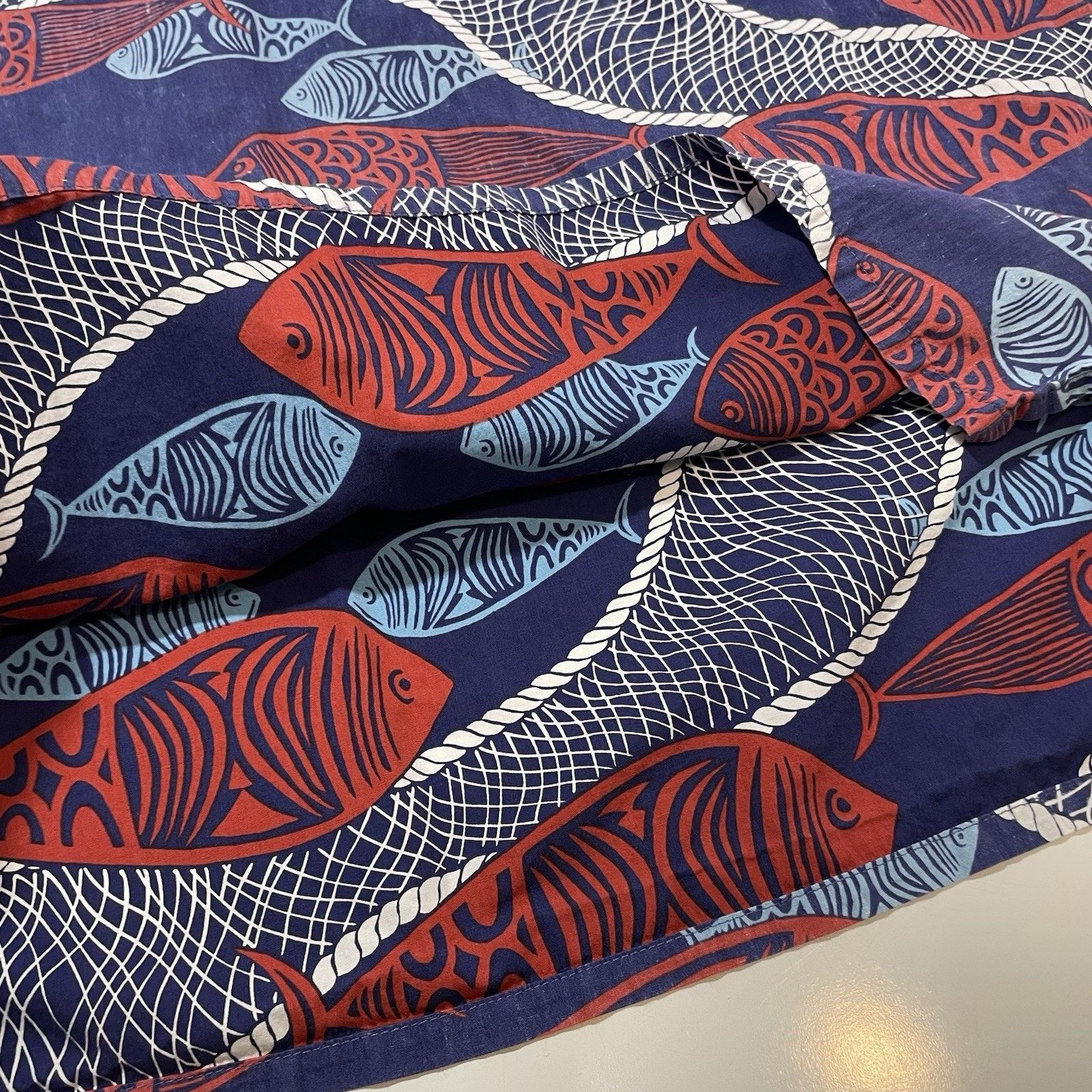ALOHAS Go Barefoot Hawaiian Shirt Men’s Lg Blue Fish Reverse Print Size US L / EU 52-54 / 3 - 6 Thumbnail