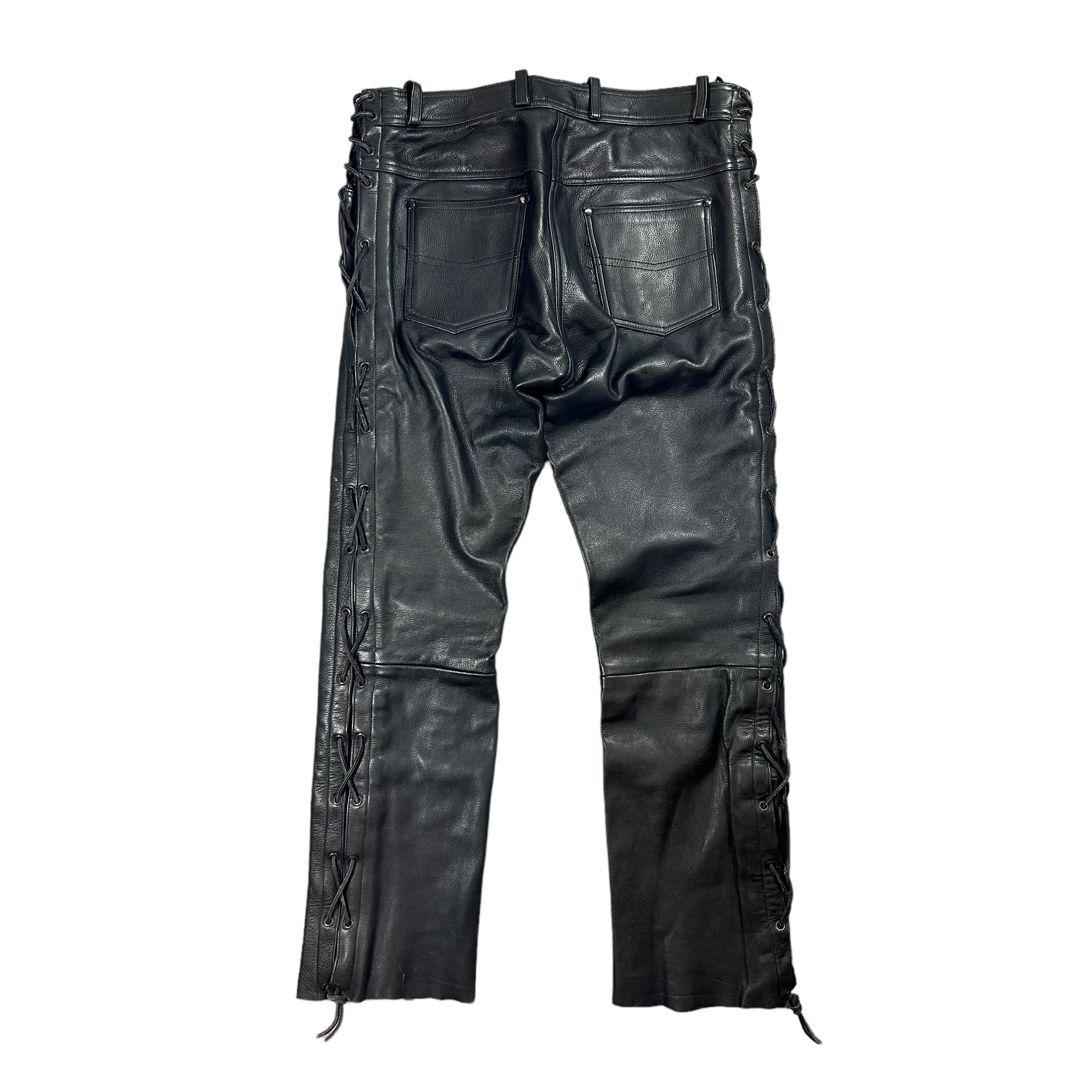 Genuine Leather × Vintage Vintage Black Vanucci Motorcycle Genuine Leather Pants W34 Size US 34 / EU 50 - 2 Thumbnail