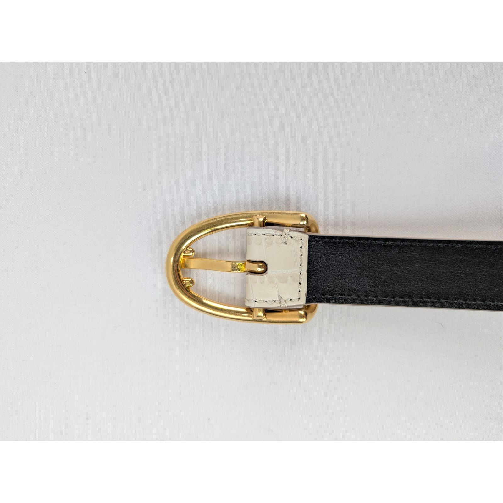 Tom Ford o1rshd1 Size: 100 / Croc Effect Leather Belt in Ivory Size 40 - 7 Thumbnail