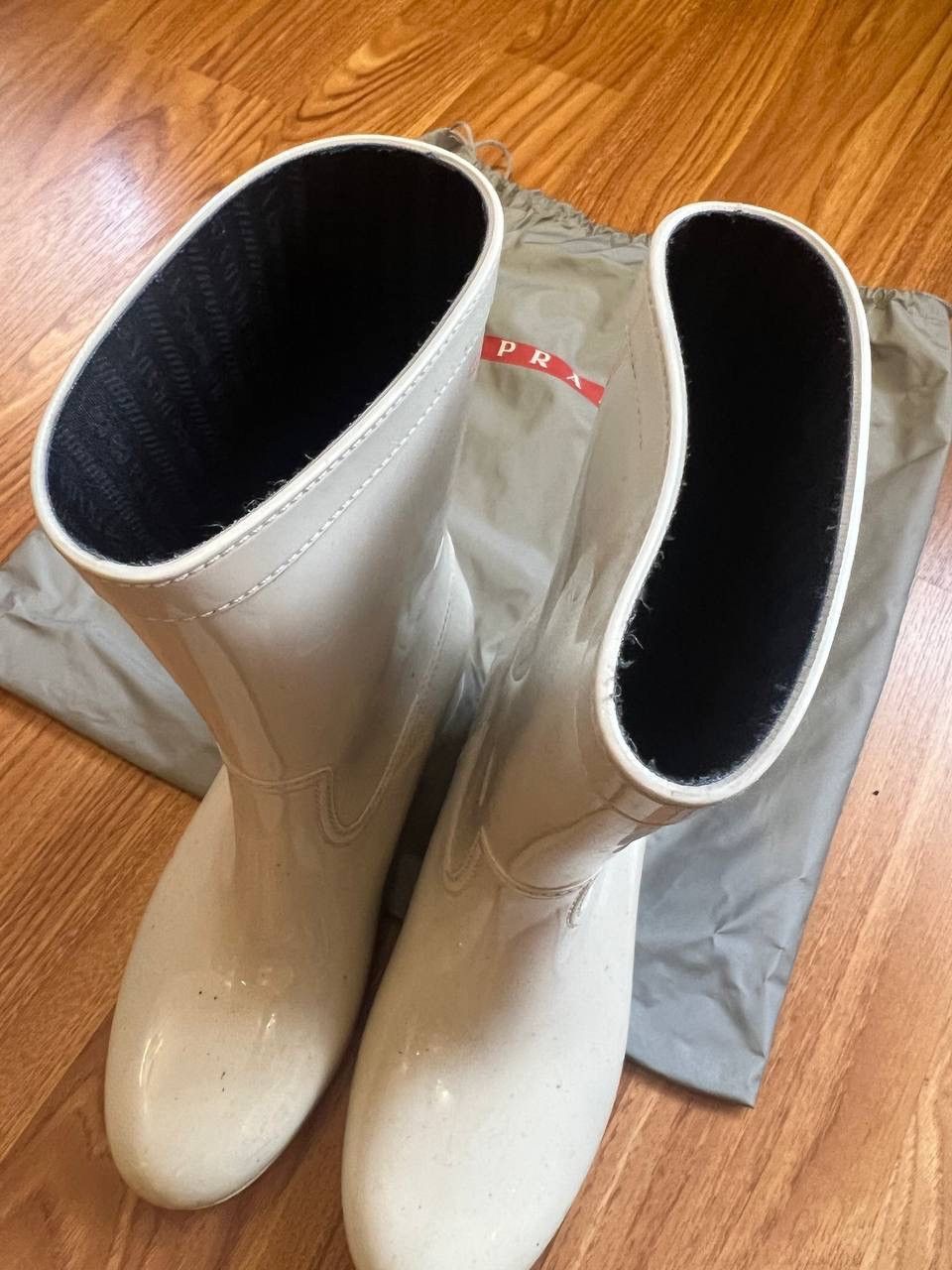 Prada Prada Logo Rubber Rain Boots Size US 8 / IT 38 - 10 Thumbnail