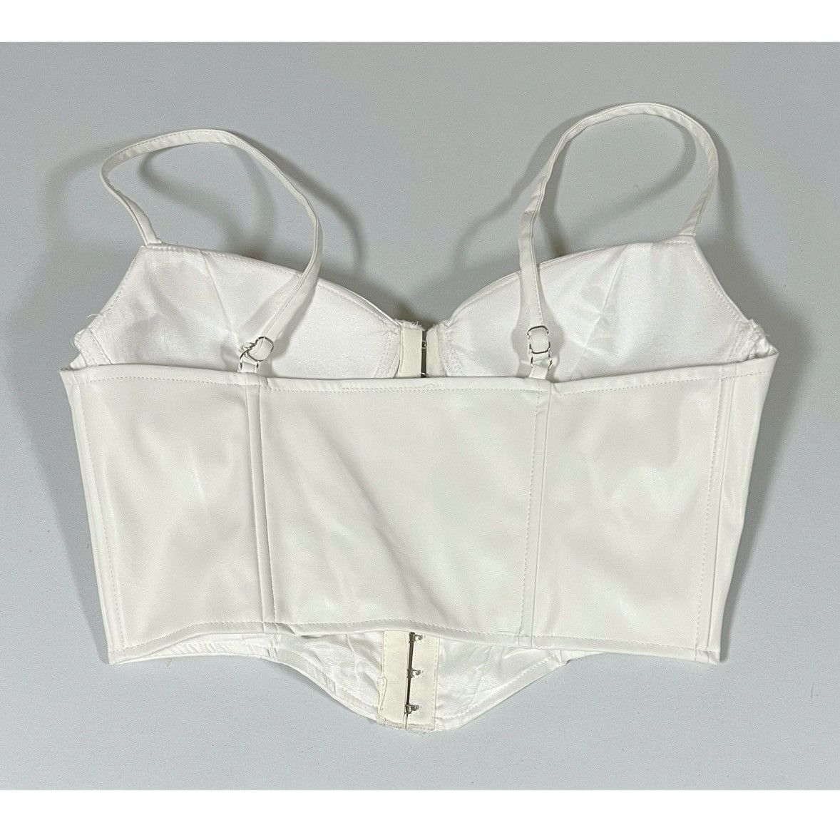 Windsor White Leather Corset Bustier Crop Top Shirt Size M 🤍