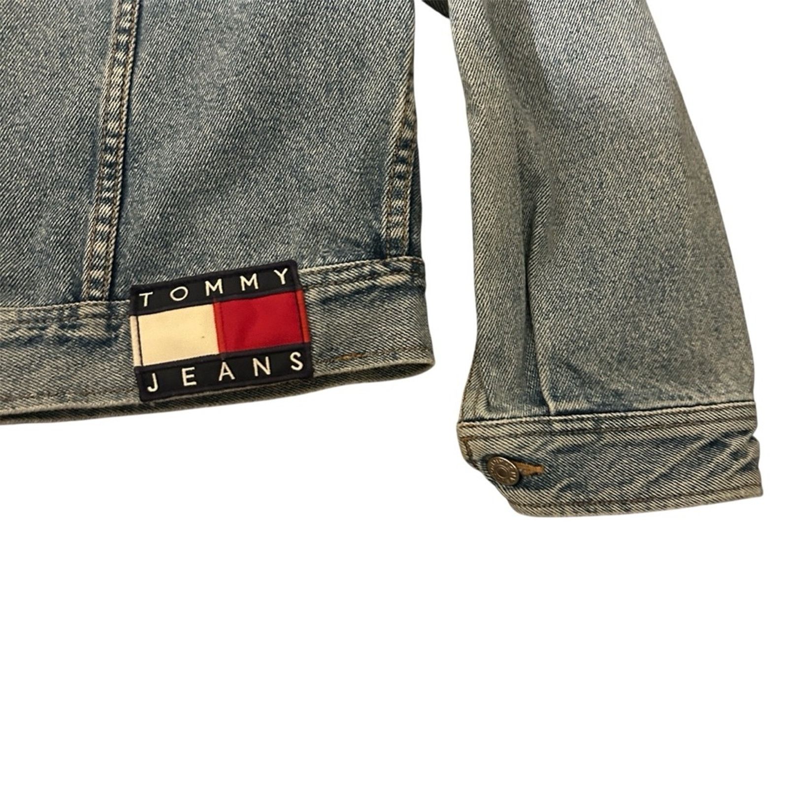 Tommy Hilfiger 90s Vintage Tommy Jeans Light Denim Trucker Patch Jacket Size US M / EU 48-50 / 2 - 3 Thumbnail