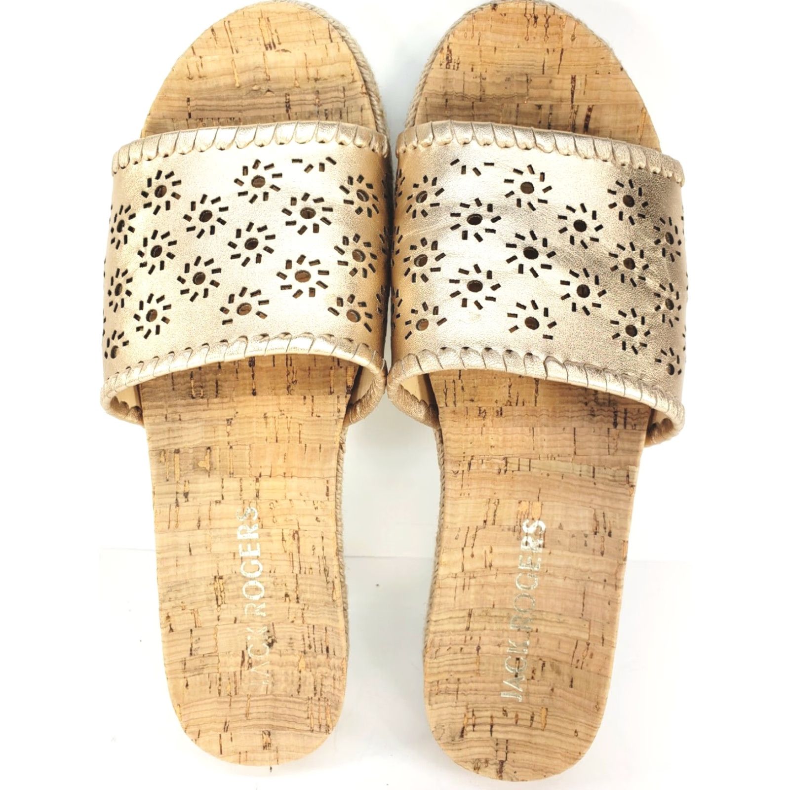Jack Rogers Jack Rogers Women's 9M Metallic Floral Perforated Espadrille Cork Slide Sandal Size US 9 / IT 39 - 6 Thumbnail