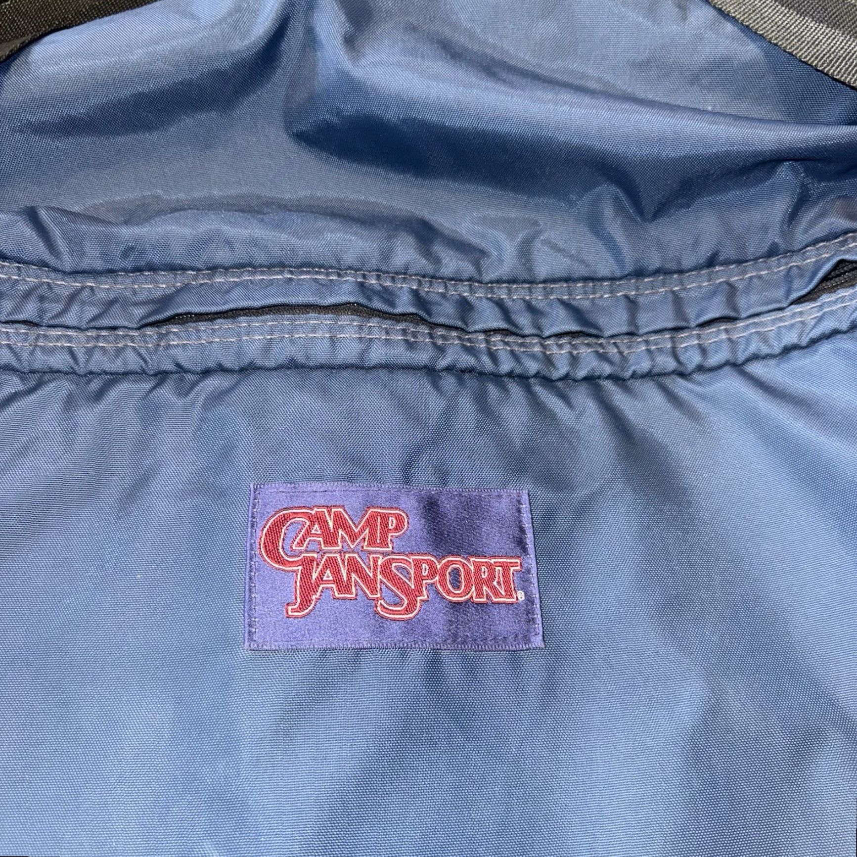 Jansport VINTAGE Jansport Duffel Bag Camp 80’s Blue Travel Large Duffle Nylon Canvas Pockets ZIP Adjustable Strap Unisex Adults 1990s USA 90s Size ONE SIZE - 2 Thumbnail