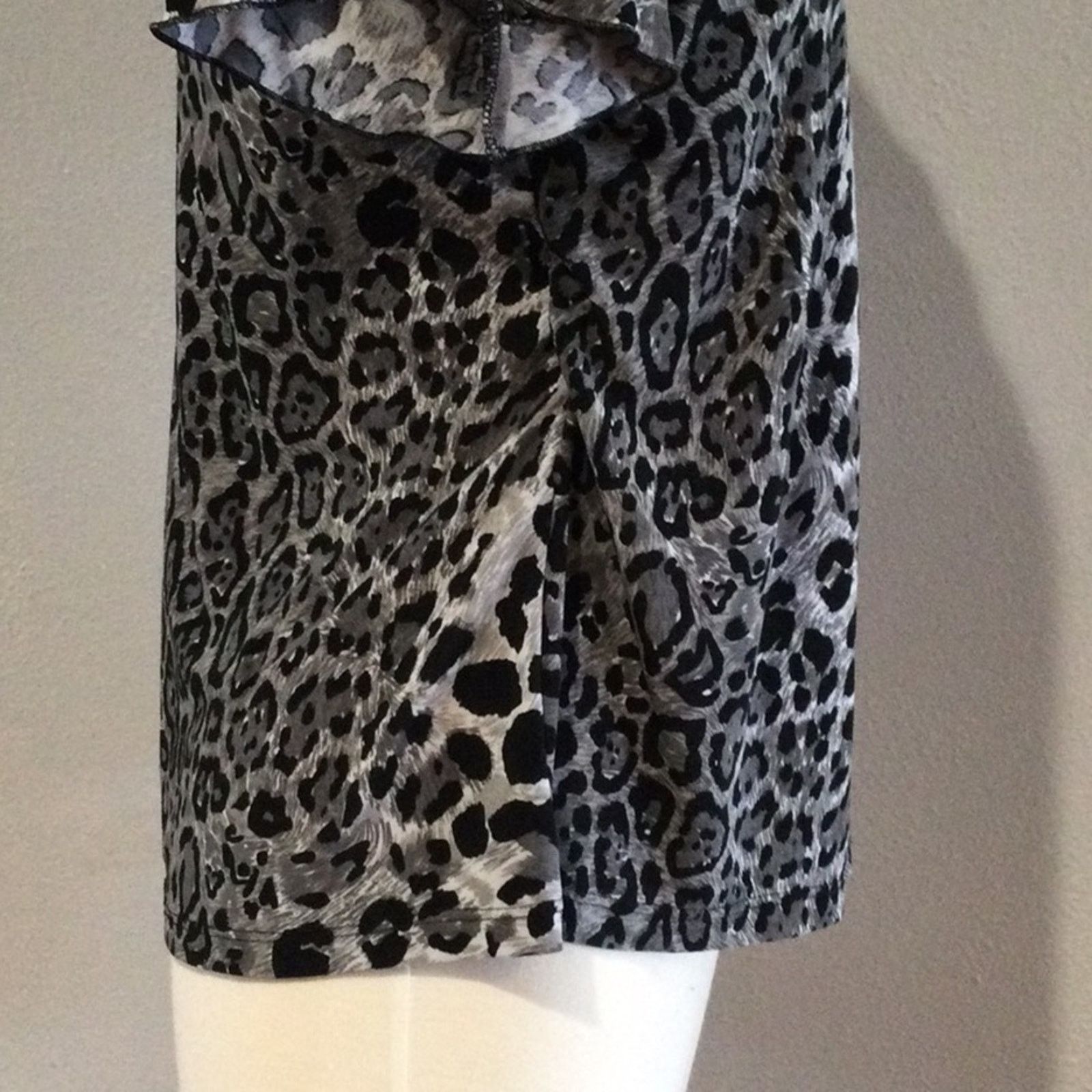 Other Ashli Couture Gray & Black Leopard Print Pleated Blouse L Size L / US 10 / IT 46 - 6 Thumbnail