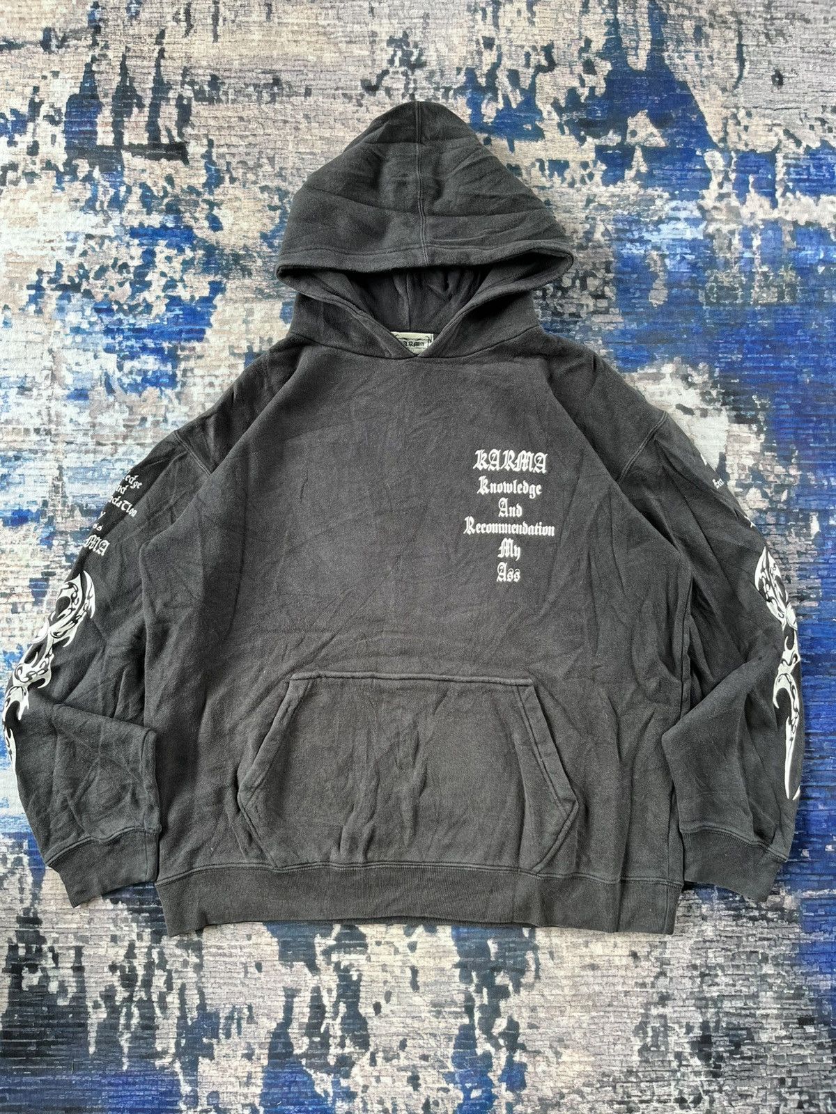 Japanese Brand × Vintage 🔥RARE Karma 90s Anarchist Punk Hoodie Size US L / EU 52-54 / 3 - 2 Thumbnail
