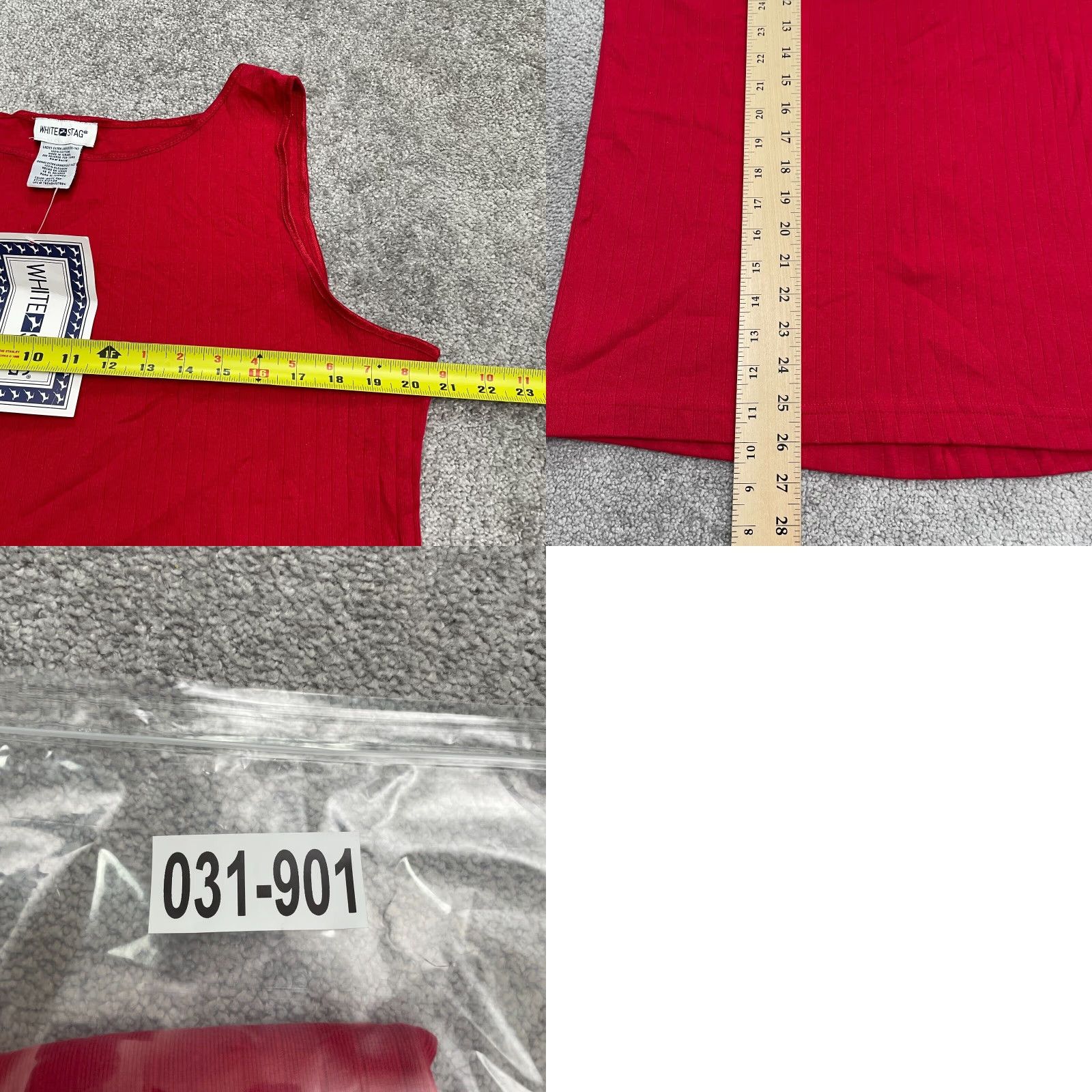 Vintage White Stag Tank Womens XL Red 100% Cotton Basic Knit Sleeveless Strappy Sleeve Camisole Casual NWD Size XL / US 12-14 / IT 48-50 - 8 Thumbnail