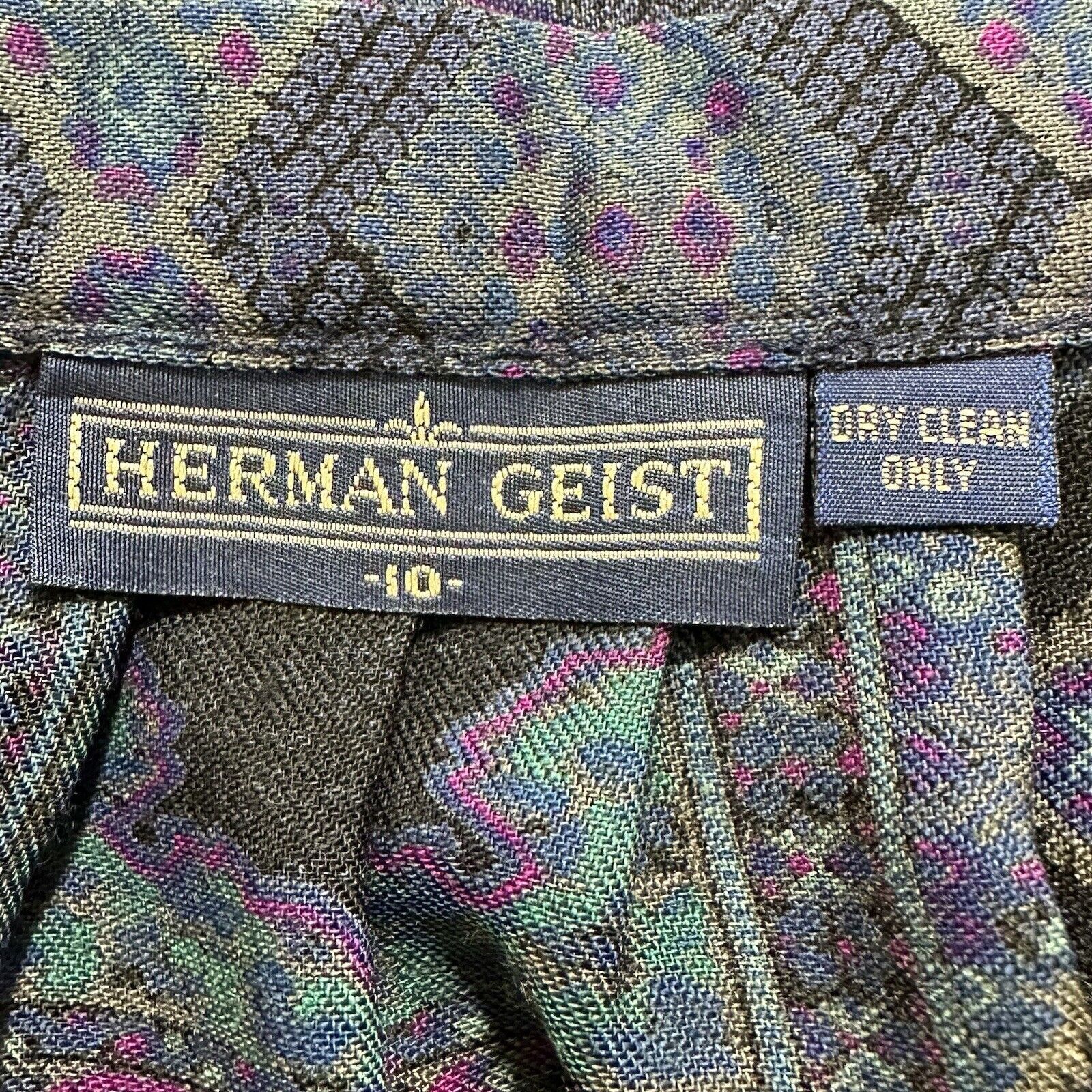 Other Vintage Herman Geist 10 A-Line Maxi Skirt Navy Ornate USA Size 32" / US 10 / IT 46 - 4 Thumbnail