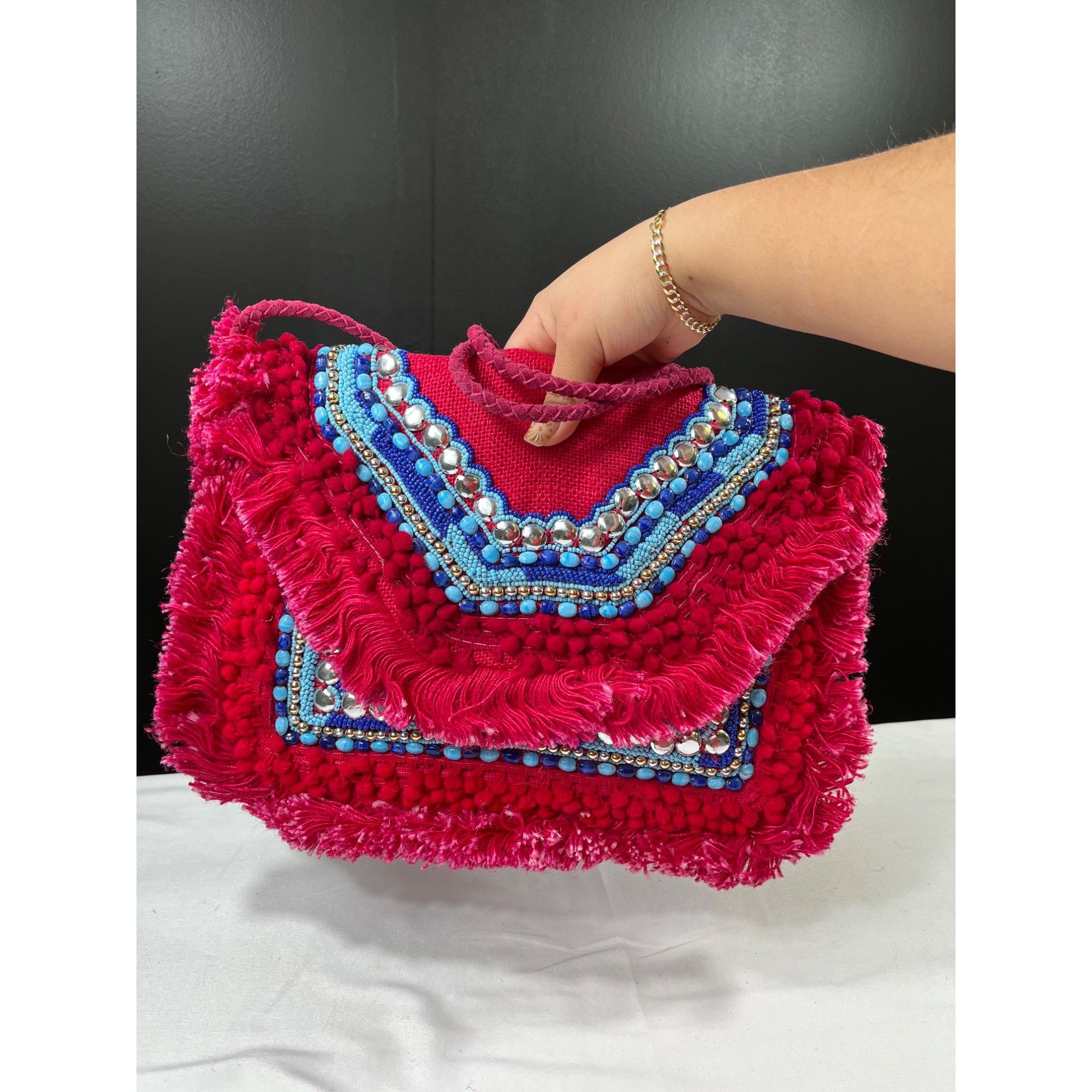 Other Shashi Women's Pink Beaded Purse/Clutch Crossbody SKU 5006 Size ONE SIZE - 10 Thumbnail