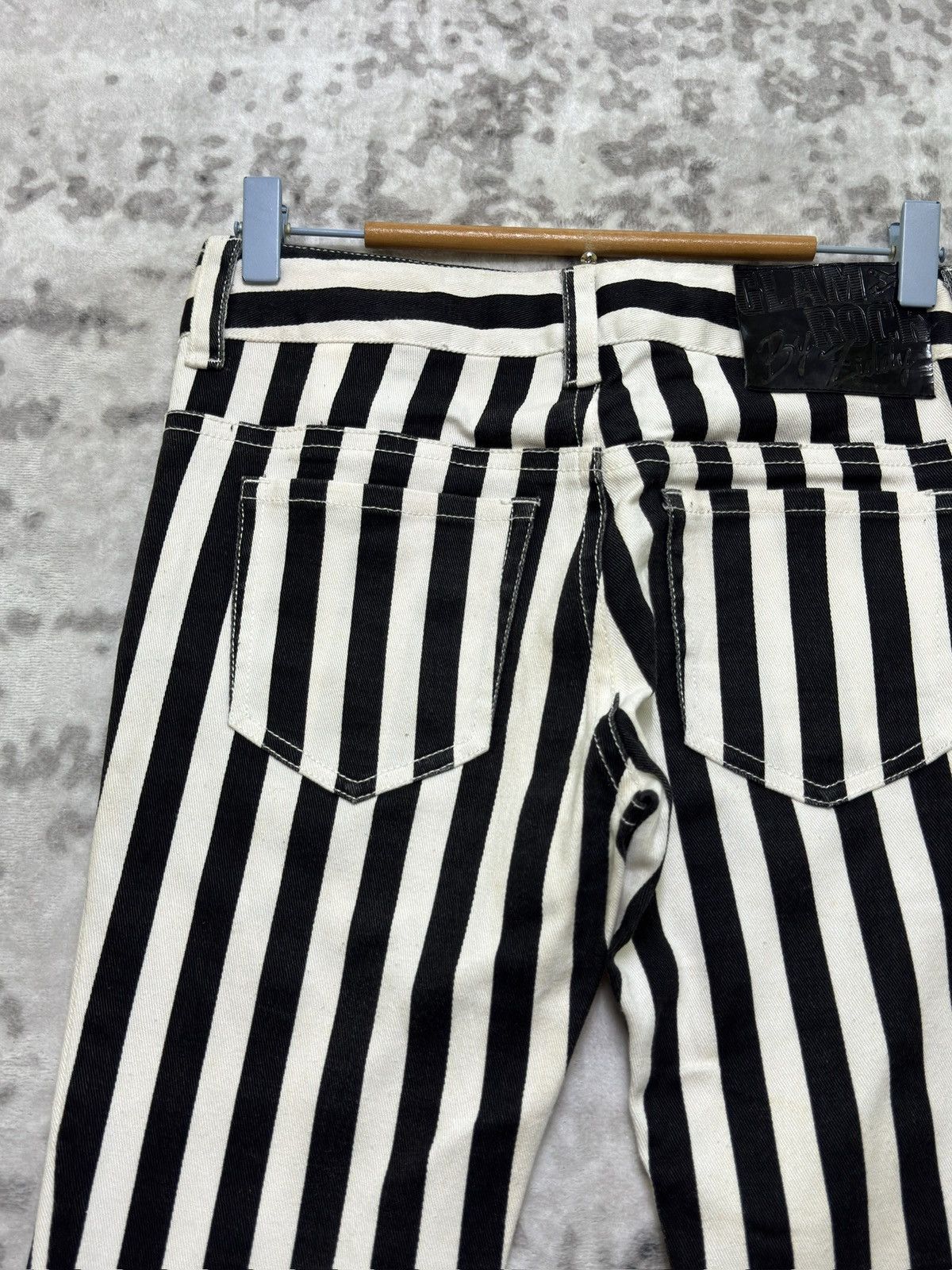 Japanese Brand GLAM ROCK BY ZIDDY Striped Low Rise Super Skinny Pants Size 28" / US 6 / IT 42 - 9 Thumbnail