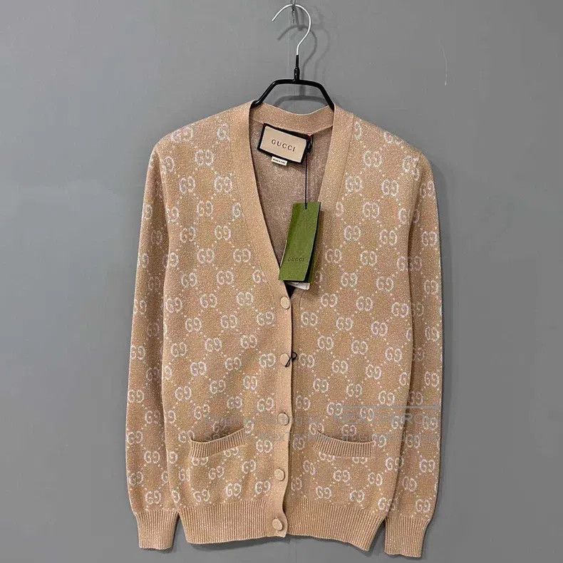 Gucci Gucci Gold and silver thread GG jacquard knitted cardigan Size S / US 4 / IT 40 - 1 Thumbnail
