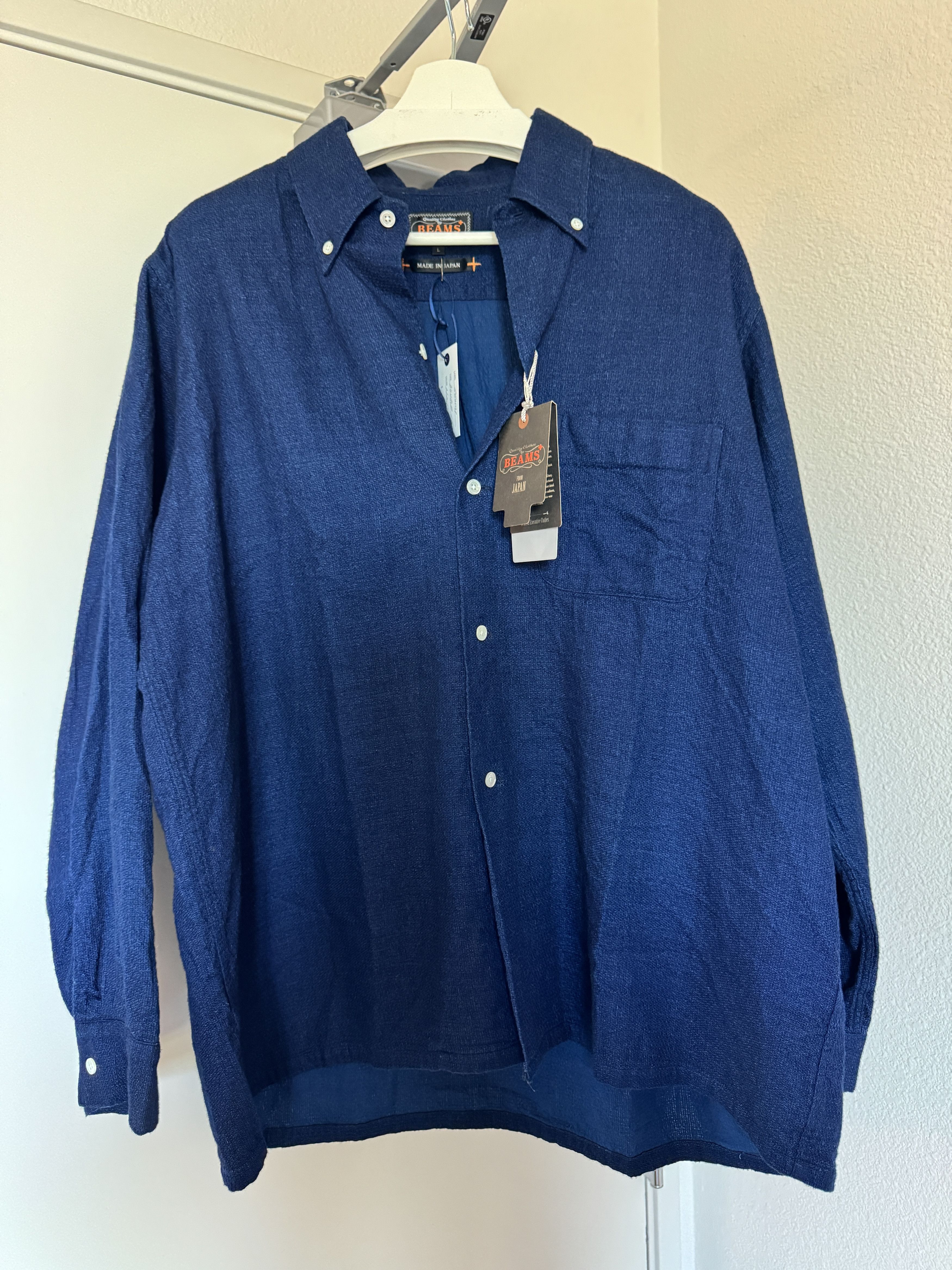 Open Button Down Indigo Panama Double Gauze Shirt