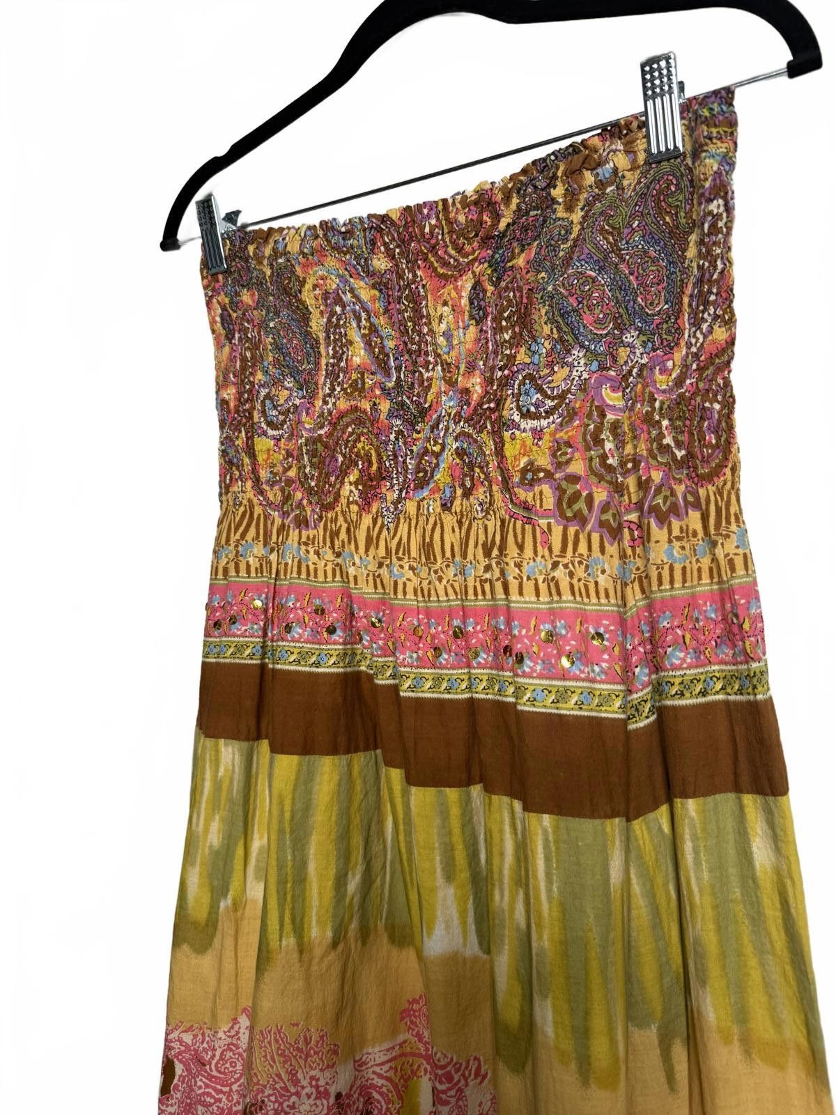 Designer Exciting Multicolored Strapless Maxi Dress Size L / US 10 / IT 46 - 2 Thumbnail