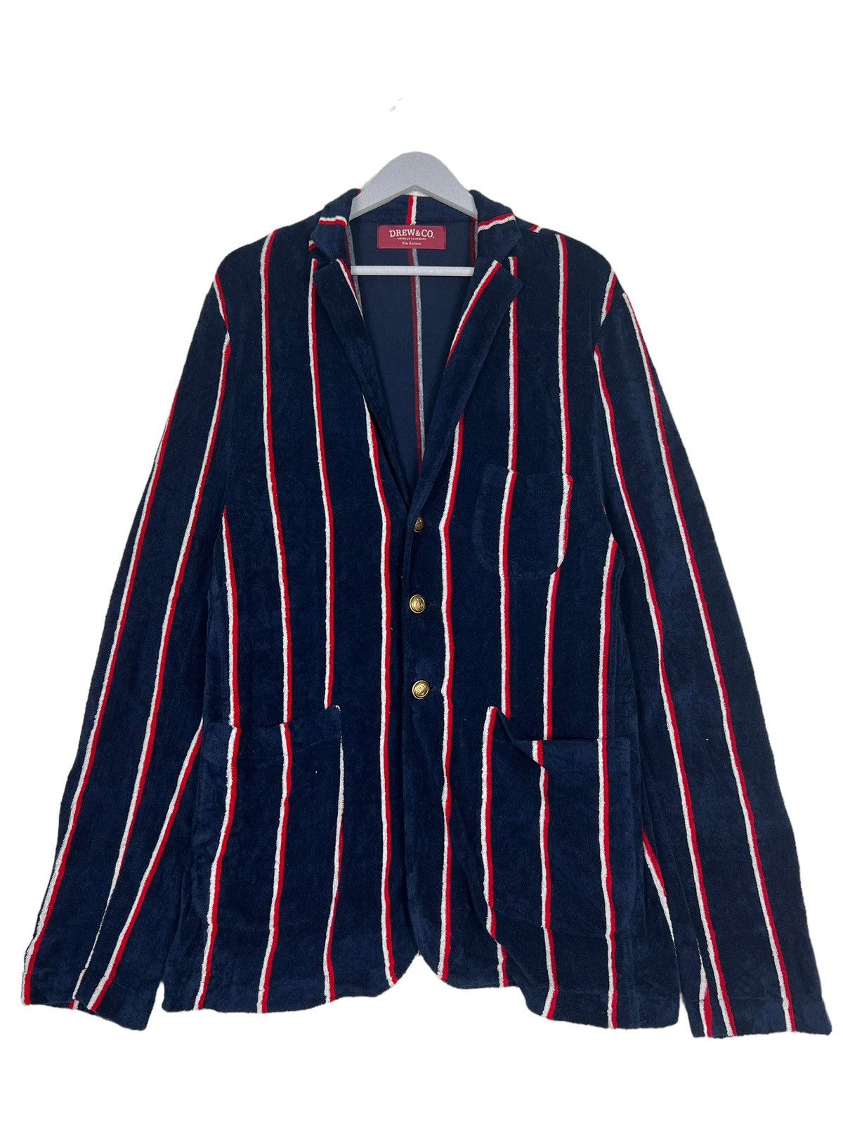 Other 🔥 DREW & CO ARTISAN STRIPE CARDIGAN BLAZER MADE IN ITALY Size US XXL / EU 58 / 5 - 2 Thumbnail