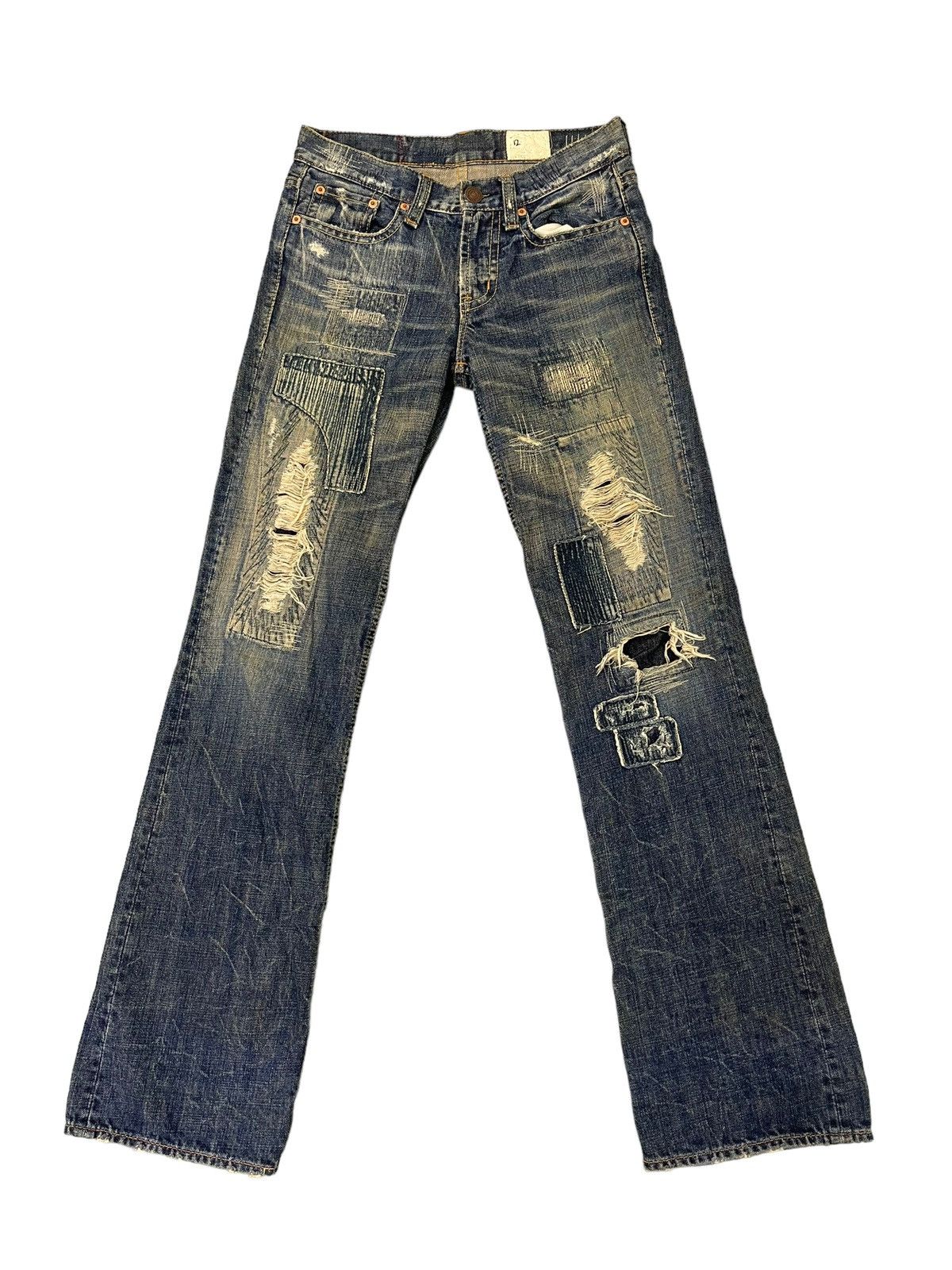 image of Hype Patchwork Boro Jeans Antgauge Japan Distress Slim 77 in Blue, Men's (Size 28)