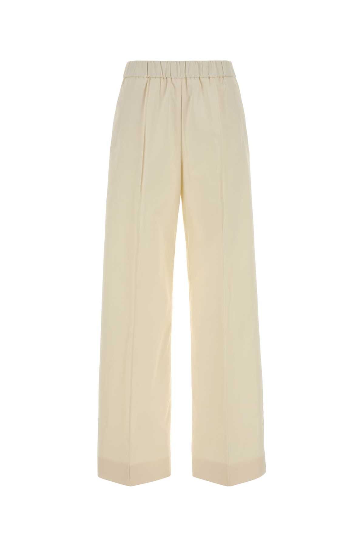 Jil Sander Ivory Cotton Wide-Leg Pant Size 27" / US 4 / IT 40 - 1 Thumbnail