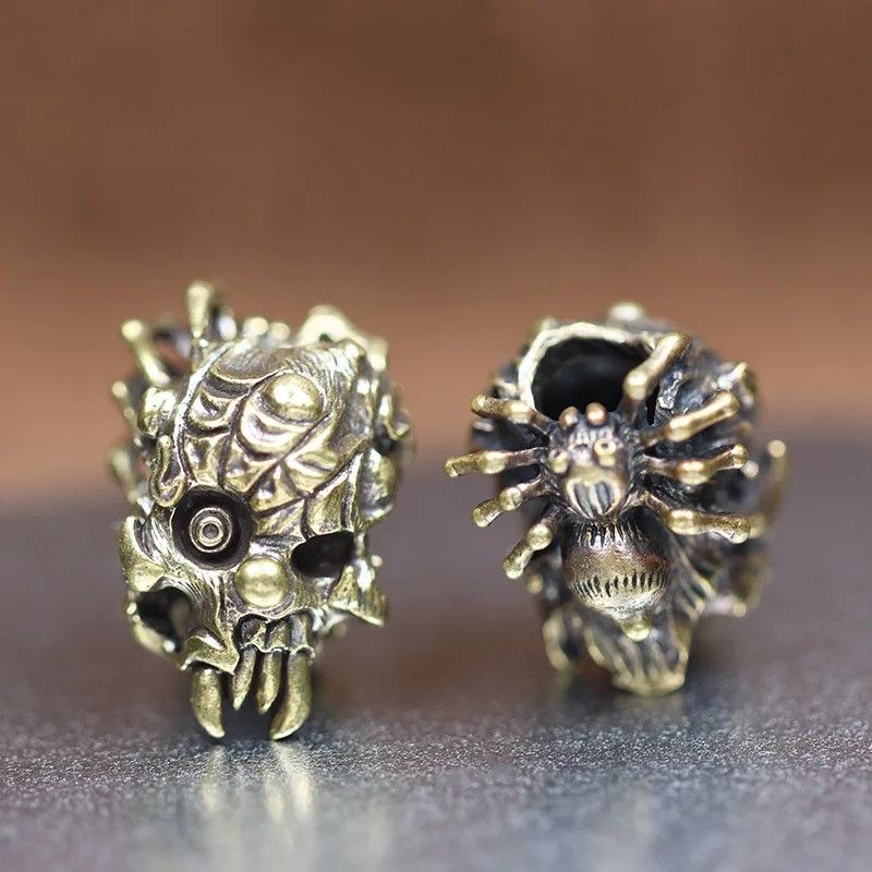 Handmade 3Pcs Spider Skull Knife Beads Paracord Bead Zipper Umbrella Size ONE SIZE - 1 Thumbnail