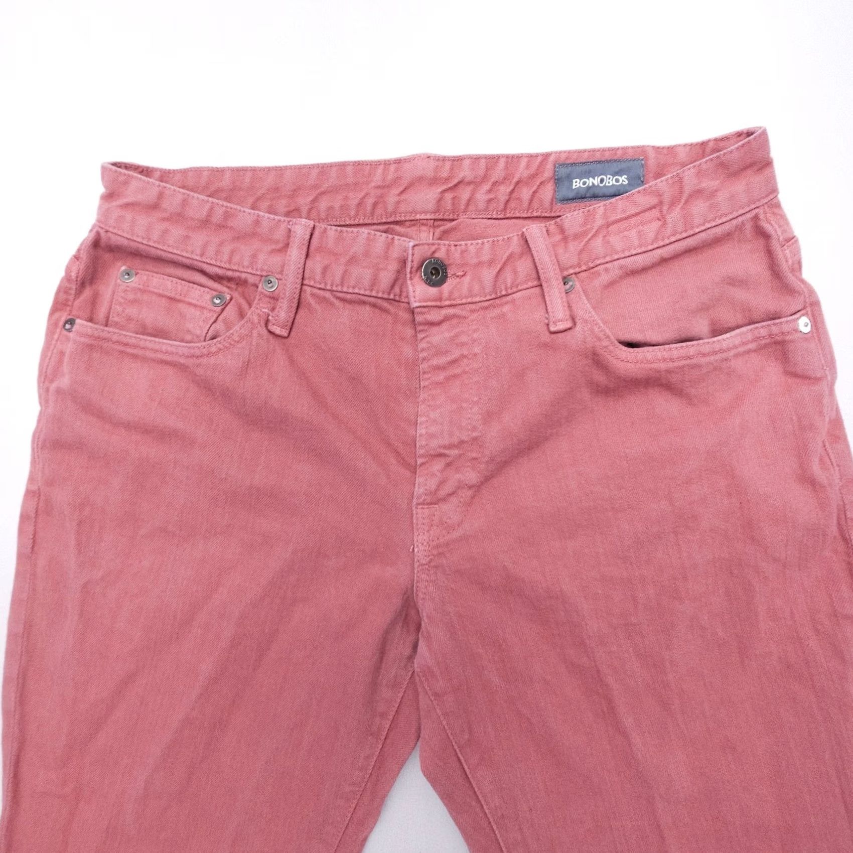 Bonobos Bonobos Travel Jeans Mens 33 x 34 Pink Straight Cotton Stretch Denim USA Made Size US 33 - 7 Thumbnail