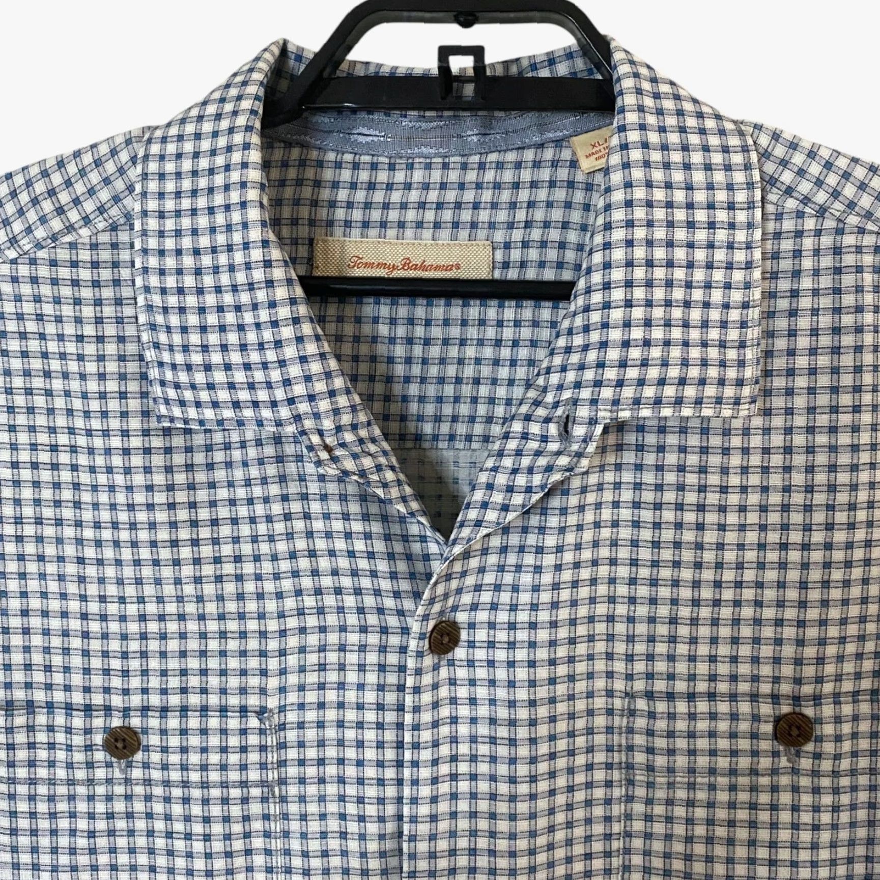 Tommy Bahama TOMMY BAHAMA Checkered Silk Button-Up Shirt Blue XL Short Sleeve Mens Size US XL / EU 56 / 4 - 5 Thumbnail