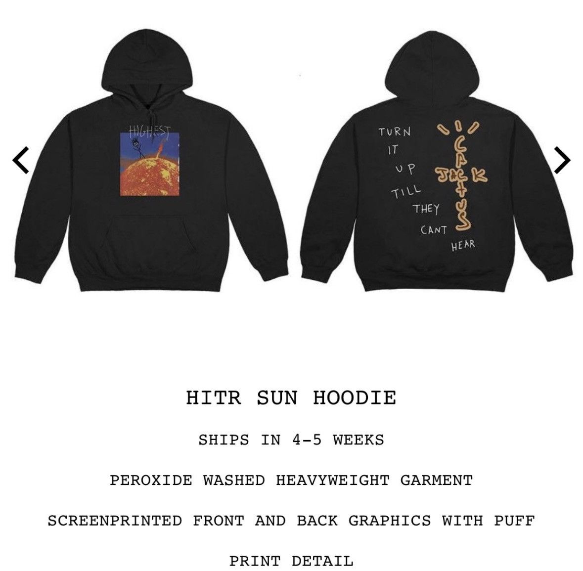 image of Travis Scott Highest In The Room Hoodie Black Xl, Men's