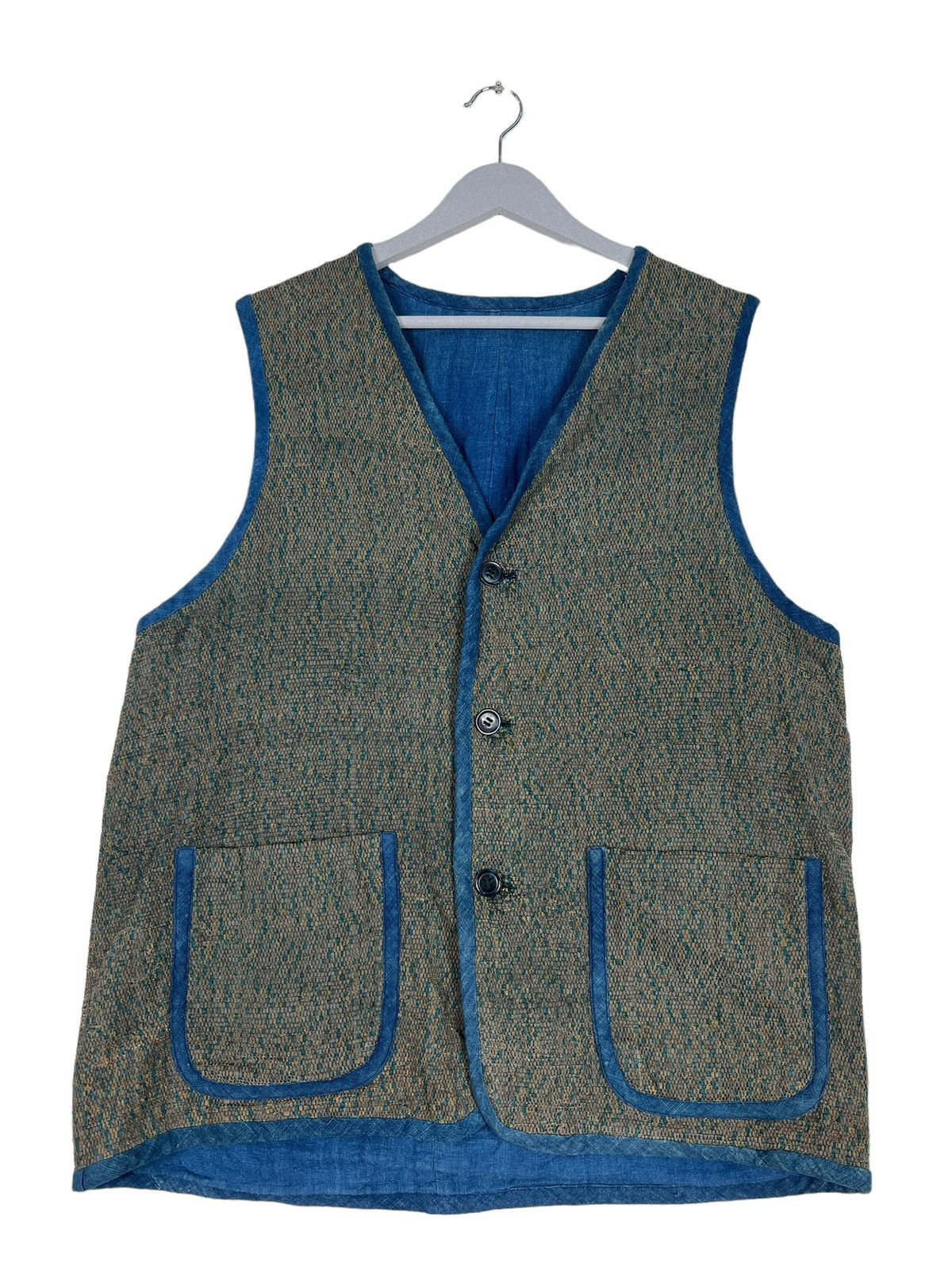 Indigo 🔥 VINTAGE 70s INDIGO BROWN BEACH VEST TANK TOP Size US M / EU 48-50 / 2 - 2 Thumbnail